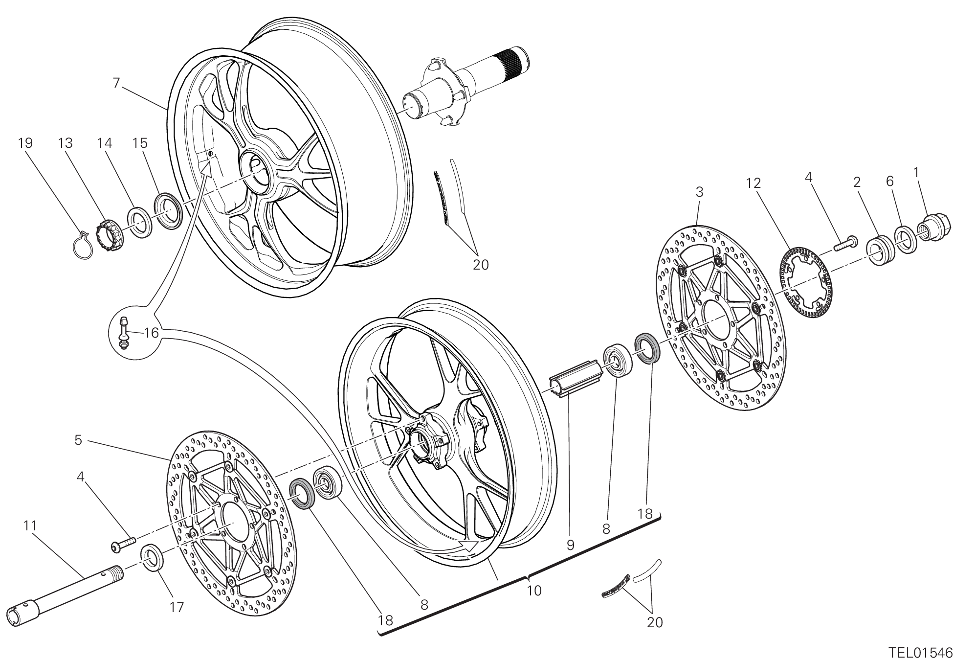 026 RUOTA ANTERIORE E POSTERIORE POUR MONSTER 1200 R 2016