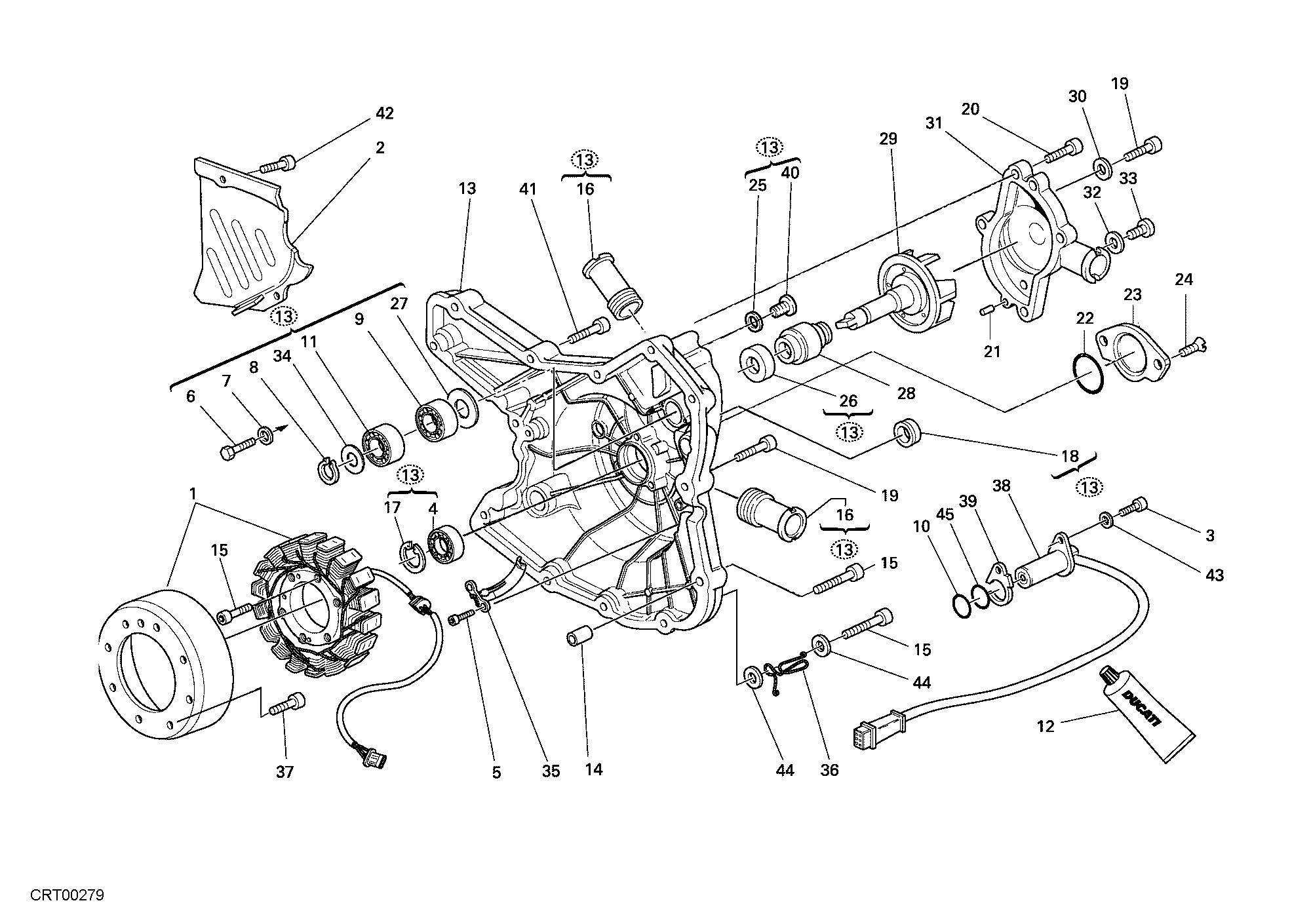 011 COUVERCLE GENERATEUR POMPE EAU POUR SUPERBIKE 749 DARK 2006
