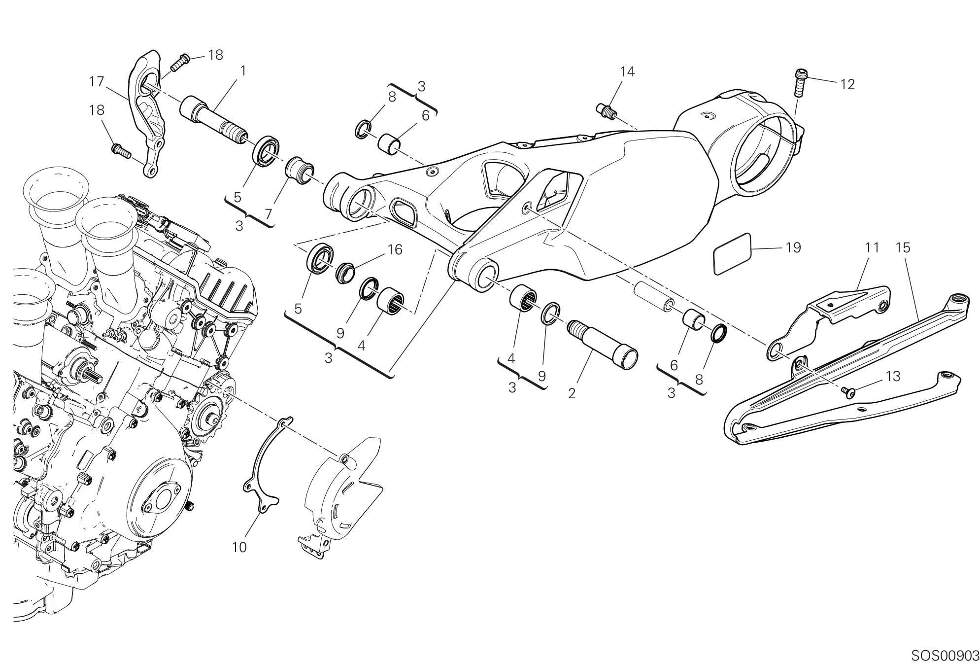 19A BRAS OSCILLANT ARRIERE POUR SUPERBIKE PANIGALE V4 2018