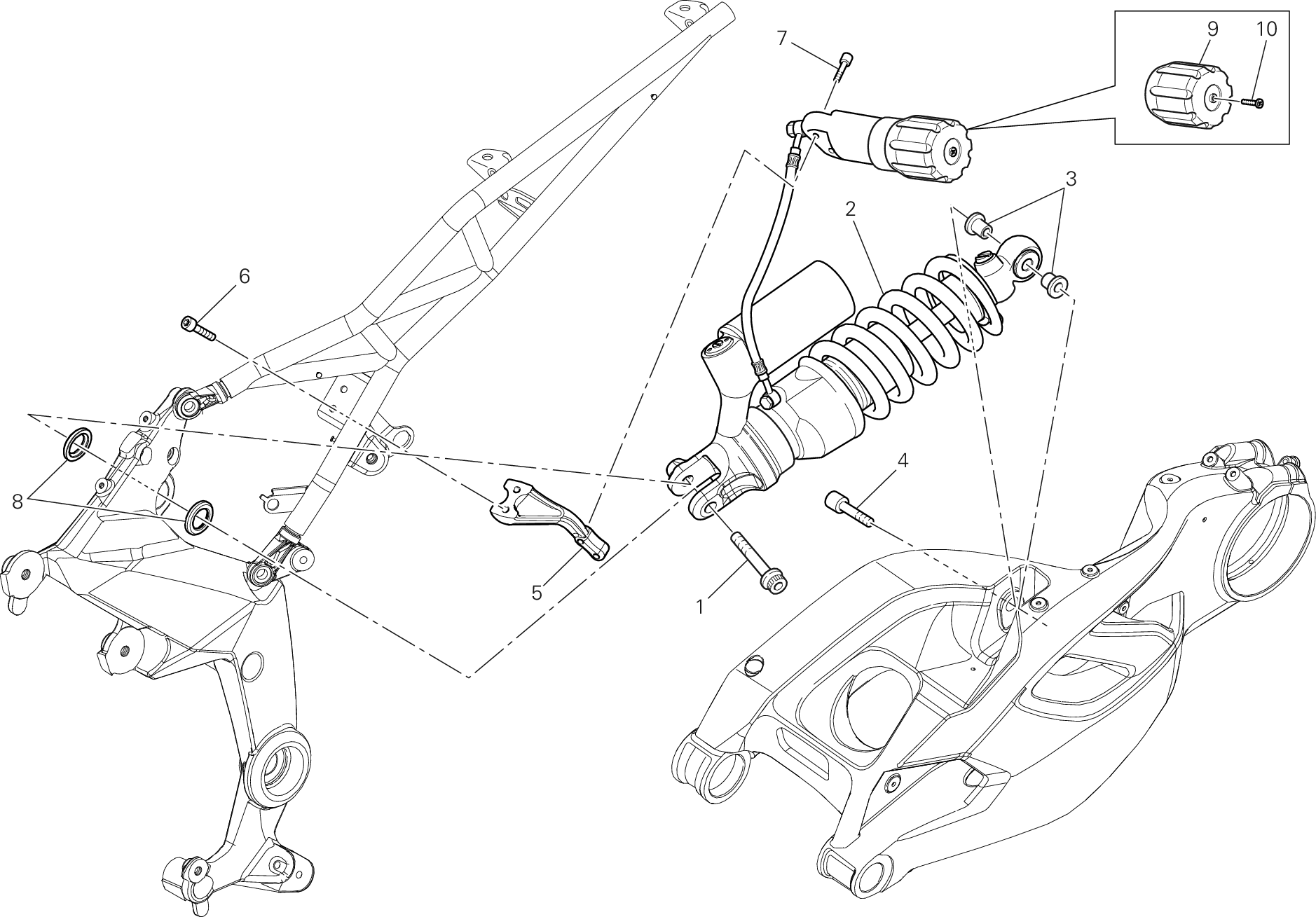 028 AMORTISSEUR ARRIERE POUR MULTISTRADA 1200 ABS 2014