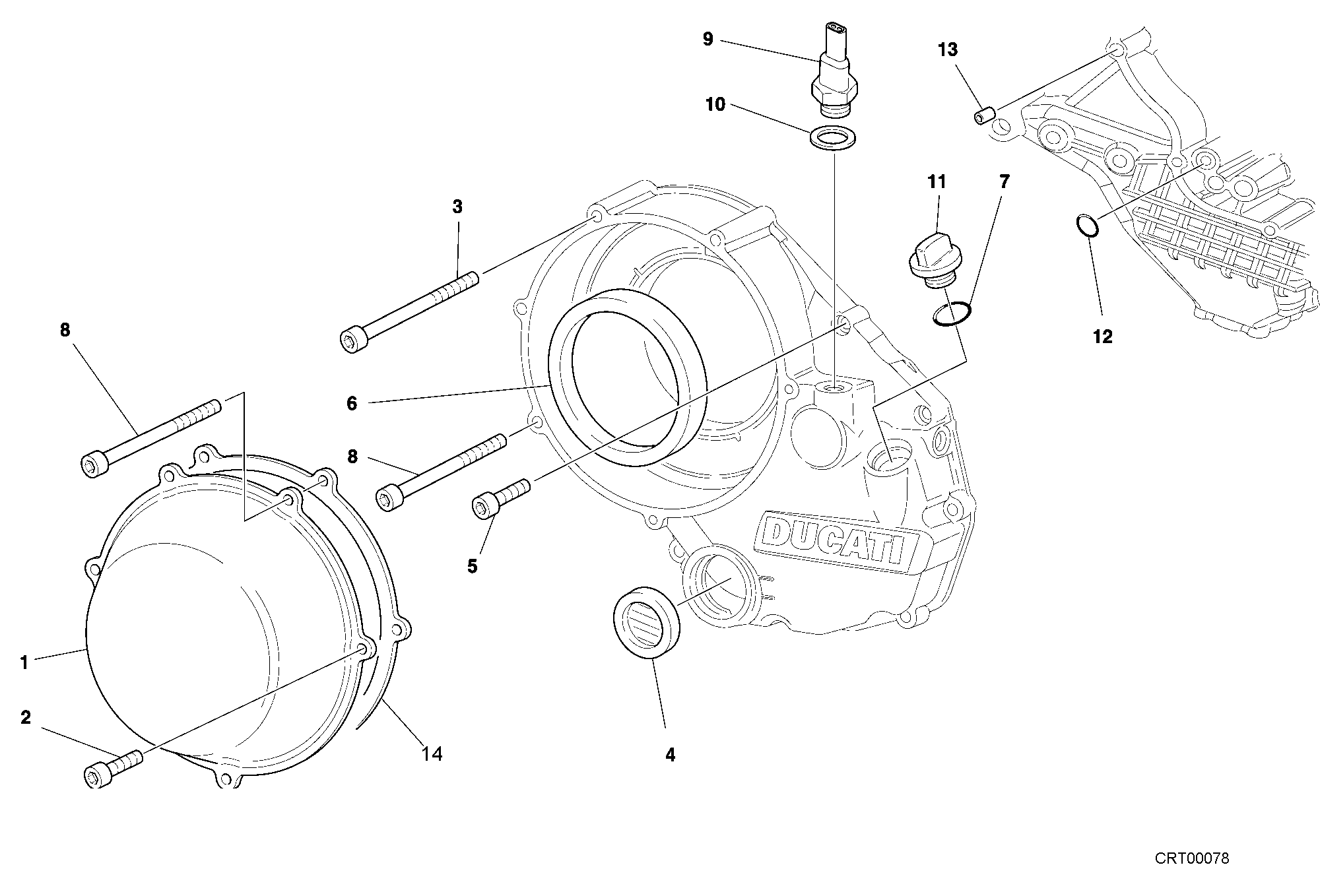 005 COUVERCLE EMBRAYAGE EXTERIEUR POUR SUPERBIKE 996 R II 2001