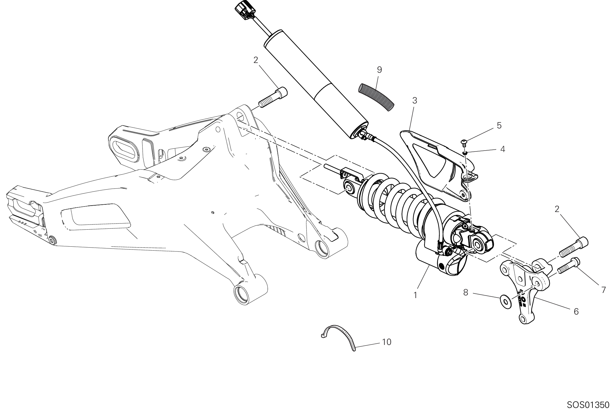 028 AMORTISSEUR ARRIERE POUR MULTISTRADA V2 S 2025