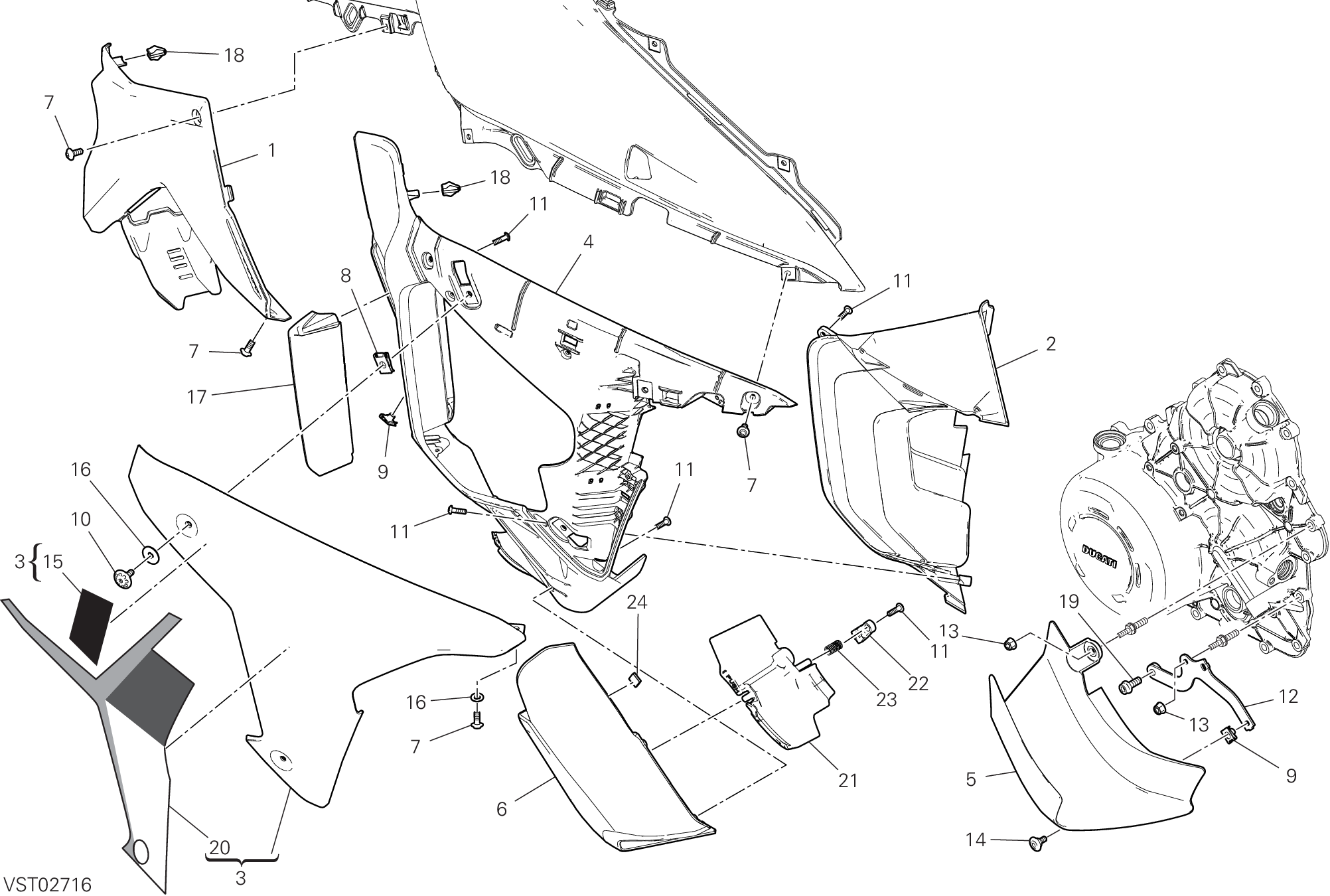 37E PANNEAU LATERAL DROIT POUR MULTISTRADA V4 PIKES PEAK 2024