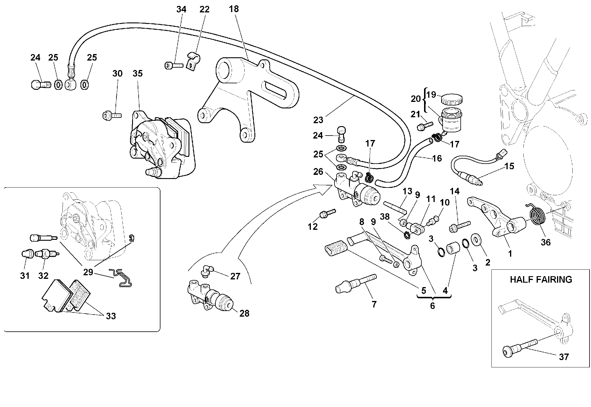 330 SYSTEME DE FREIN ARRIERE POUR SUPERSPORT 750 SS 1999