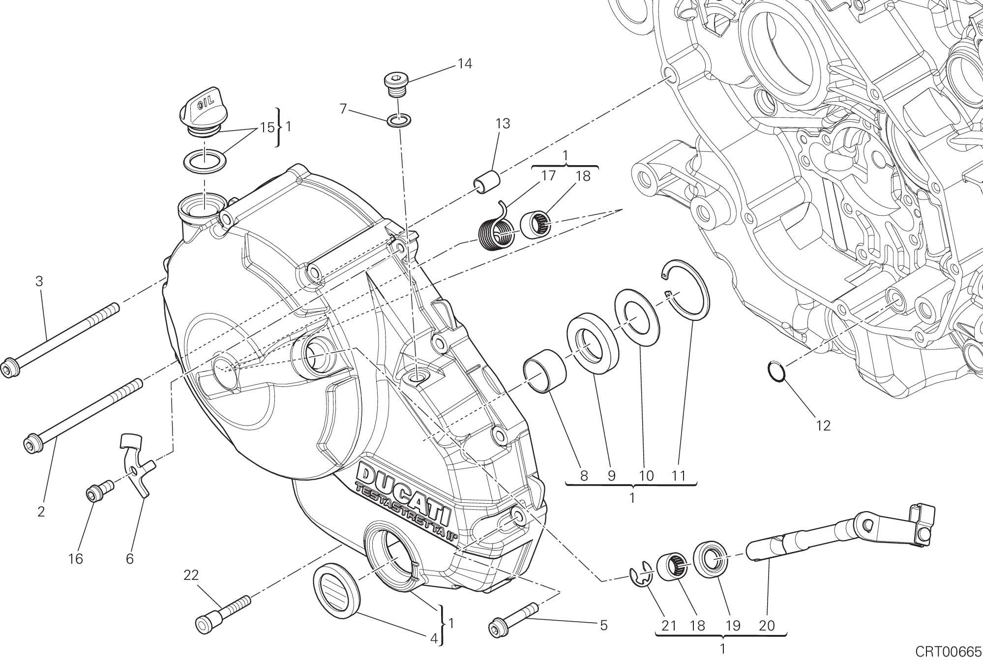 005 COUVERCLE EMBRAYAGE POUR HYPERMOTARD HYPERSTRADA 2015