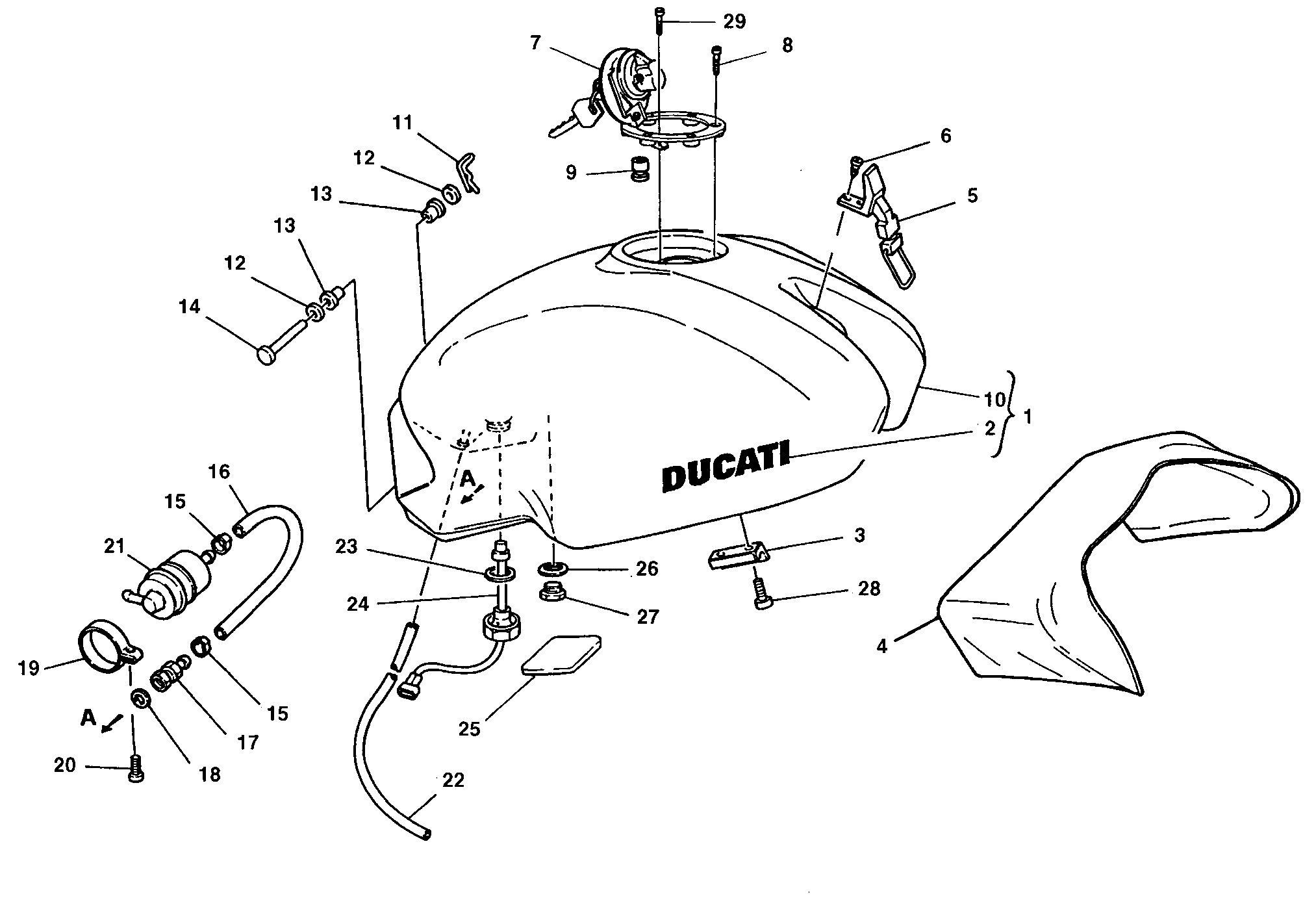 033 RESERVOIR CARBURANT POUR MONSTER 900 S 1998