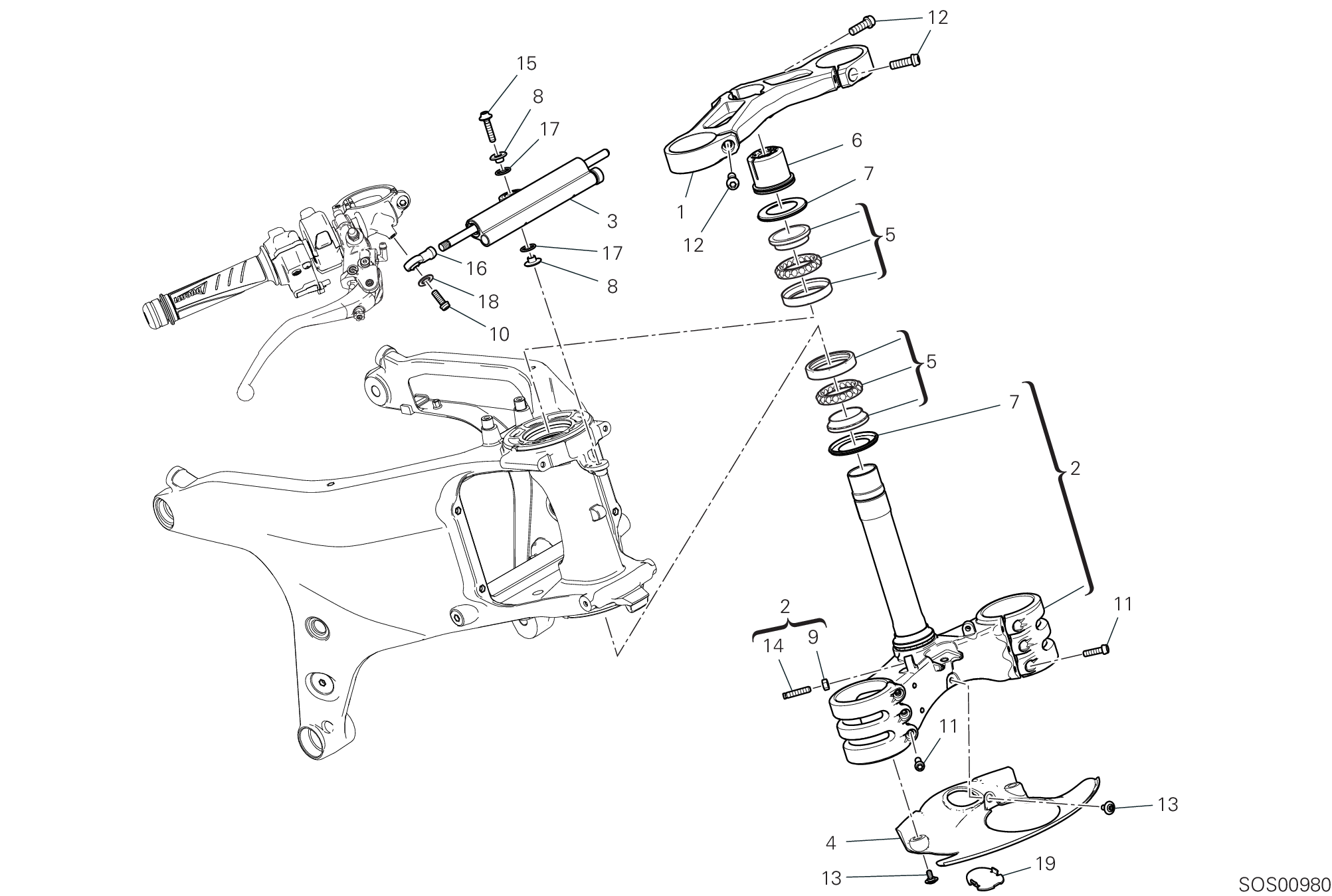 18A ENSEMBLE DIRECTION POUR SUPERBIKE PANIGALE 25ANNIVERSARIO 916 2020