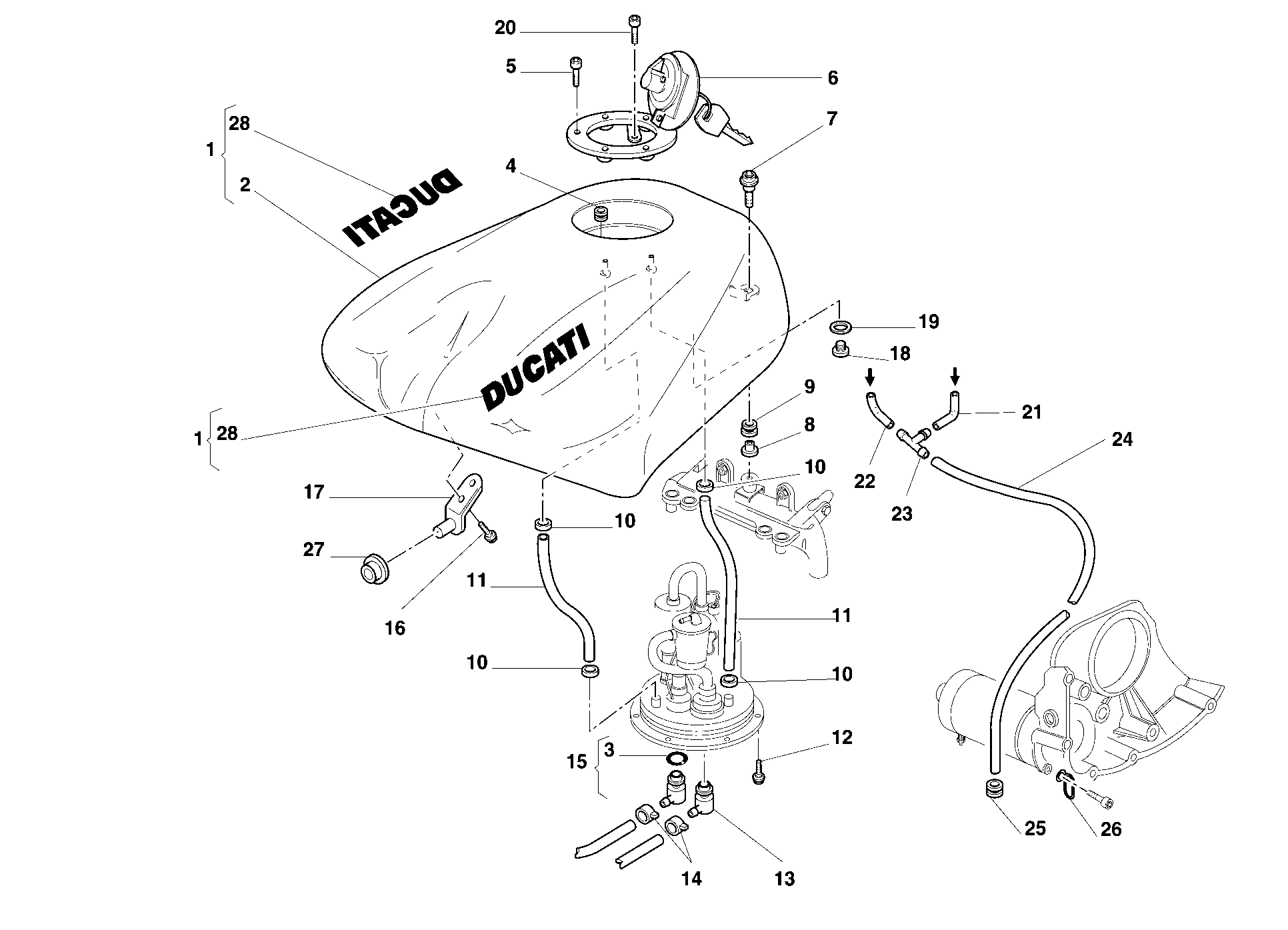 034 RESERVOIR CARBURANT POUR SUPERBIKE 748 R SINGLE SEAT 2000
