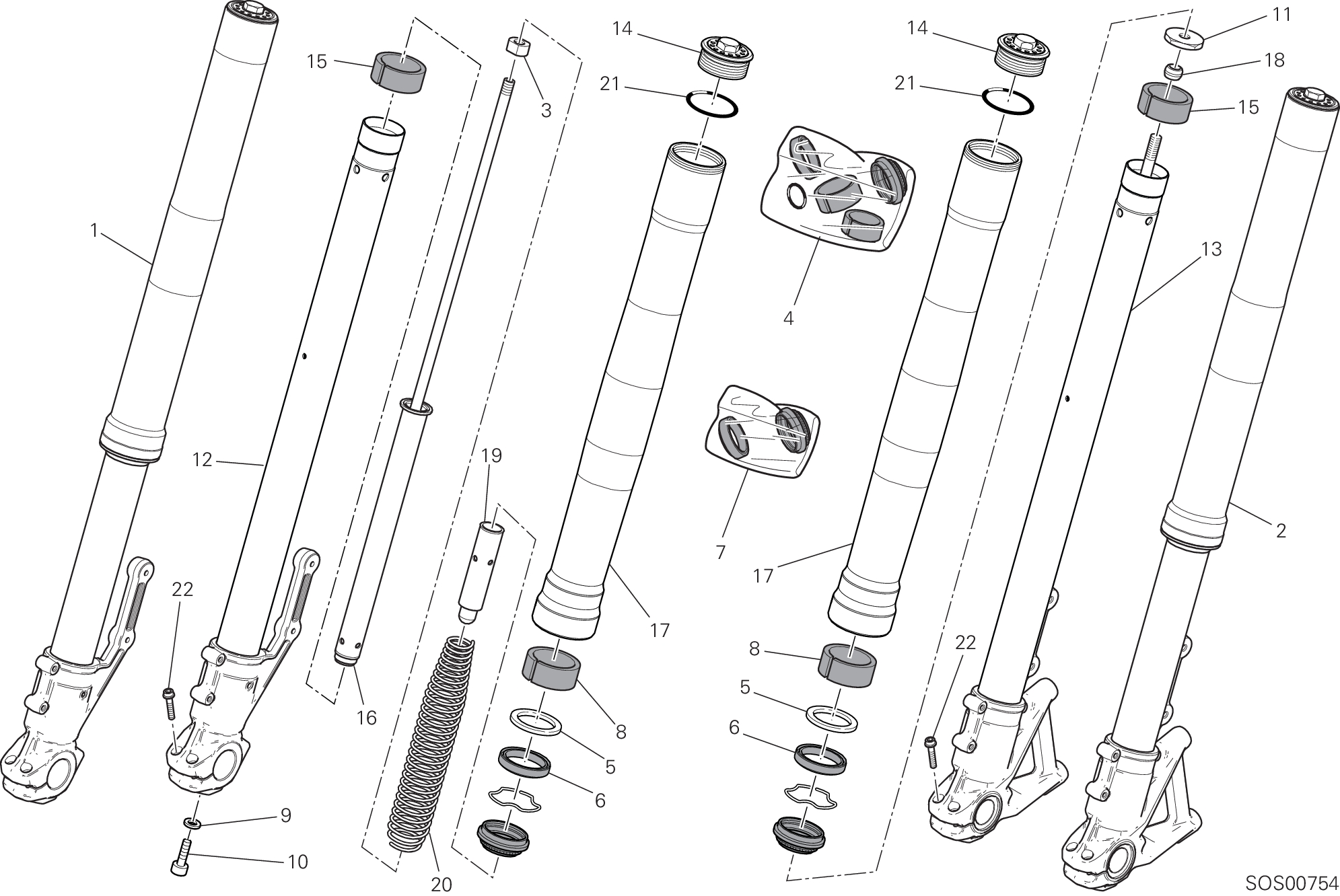 21A FOURCHE AVANT POUR SCRAMBLER CLASSIC 2016