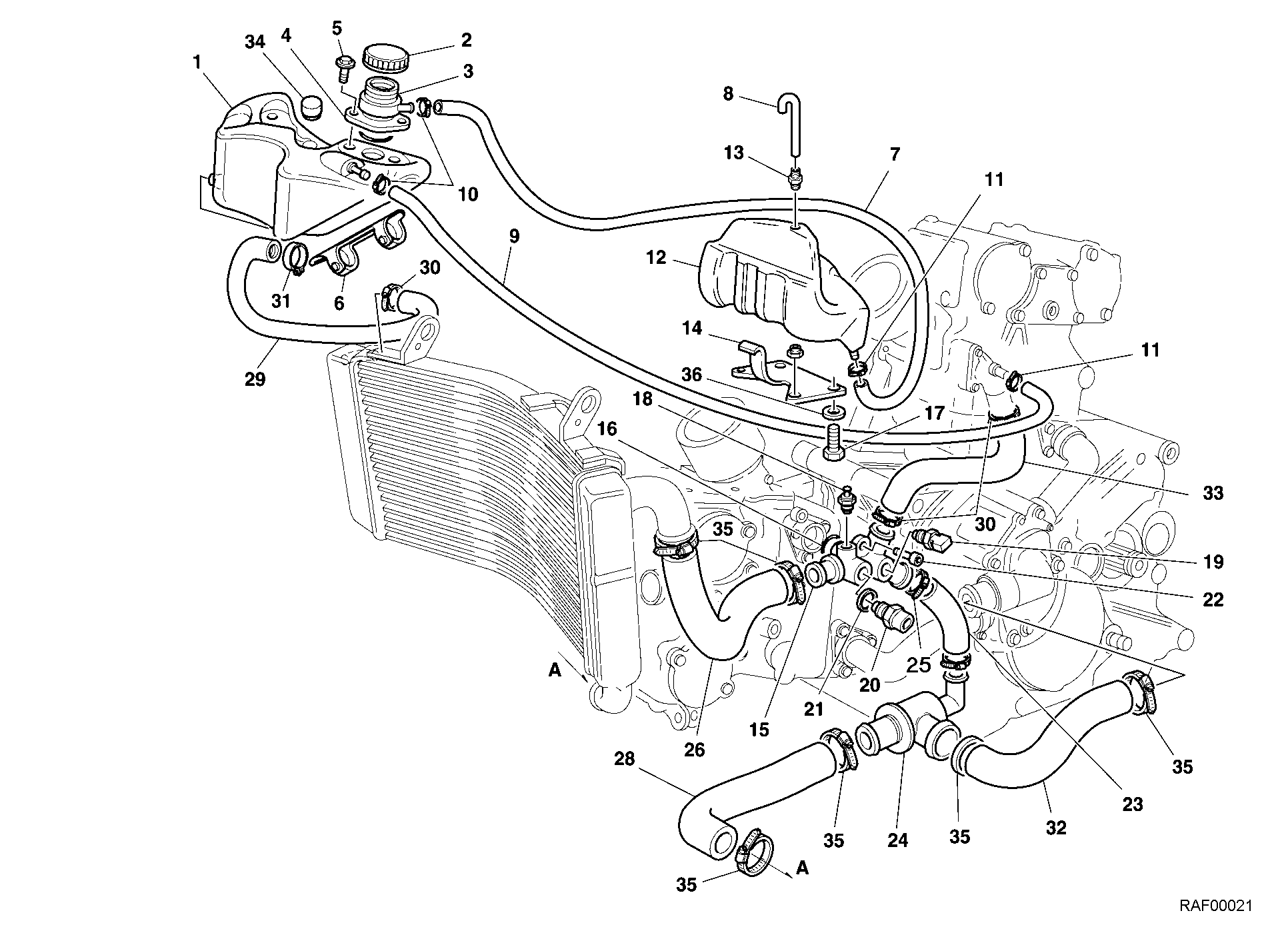 033 CIRCUIT DE REFROIDISSEMENT POUR SUPERBIKE 748 S 2000