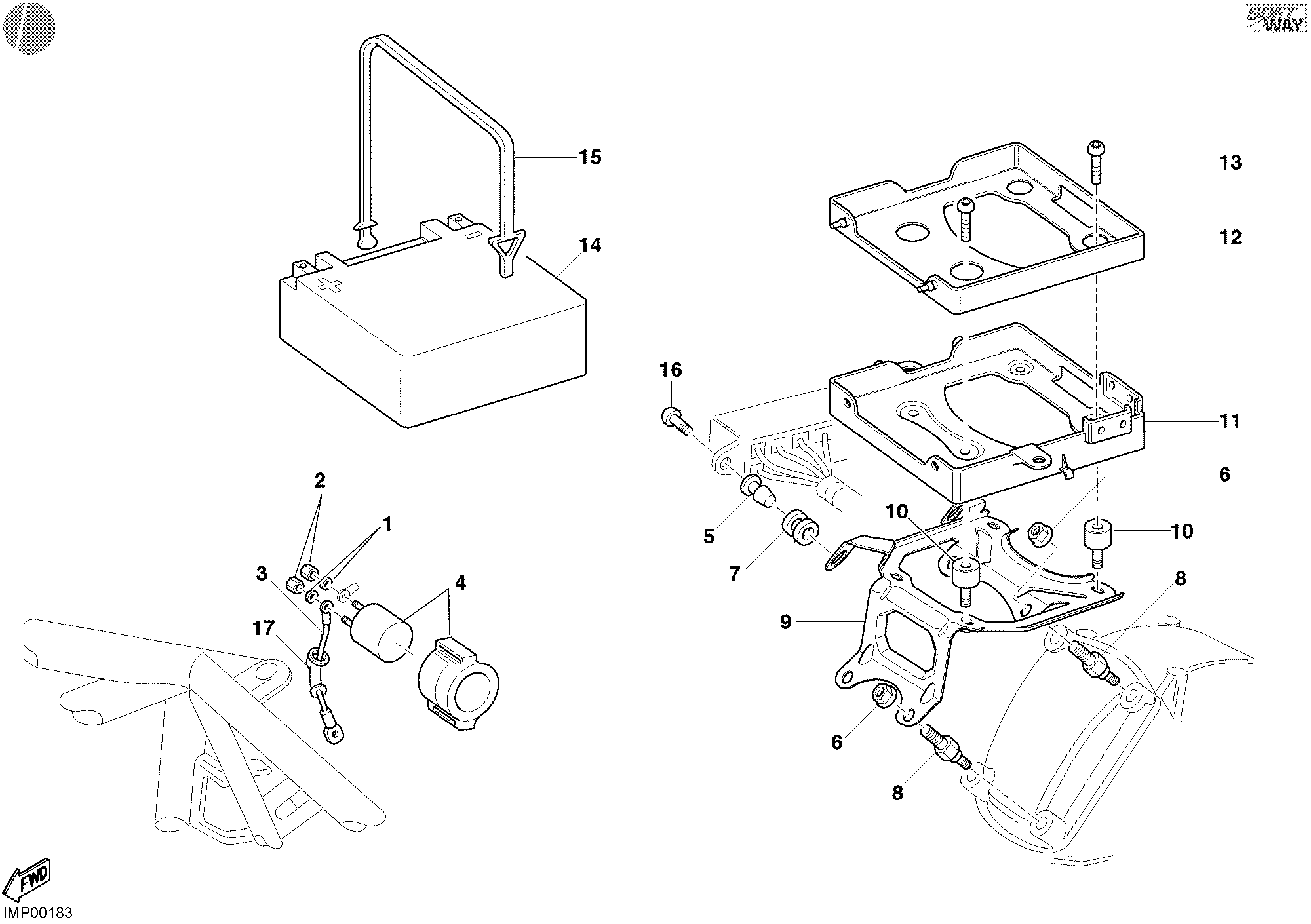 019 BATTERIE POUR MONSTER S2R 800 2005