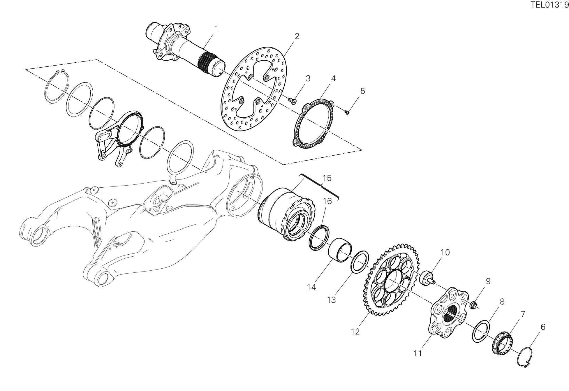29B PIVOT ROUE ARRIERE POUR SUPERBIKE PANIGALE V2 2024
