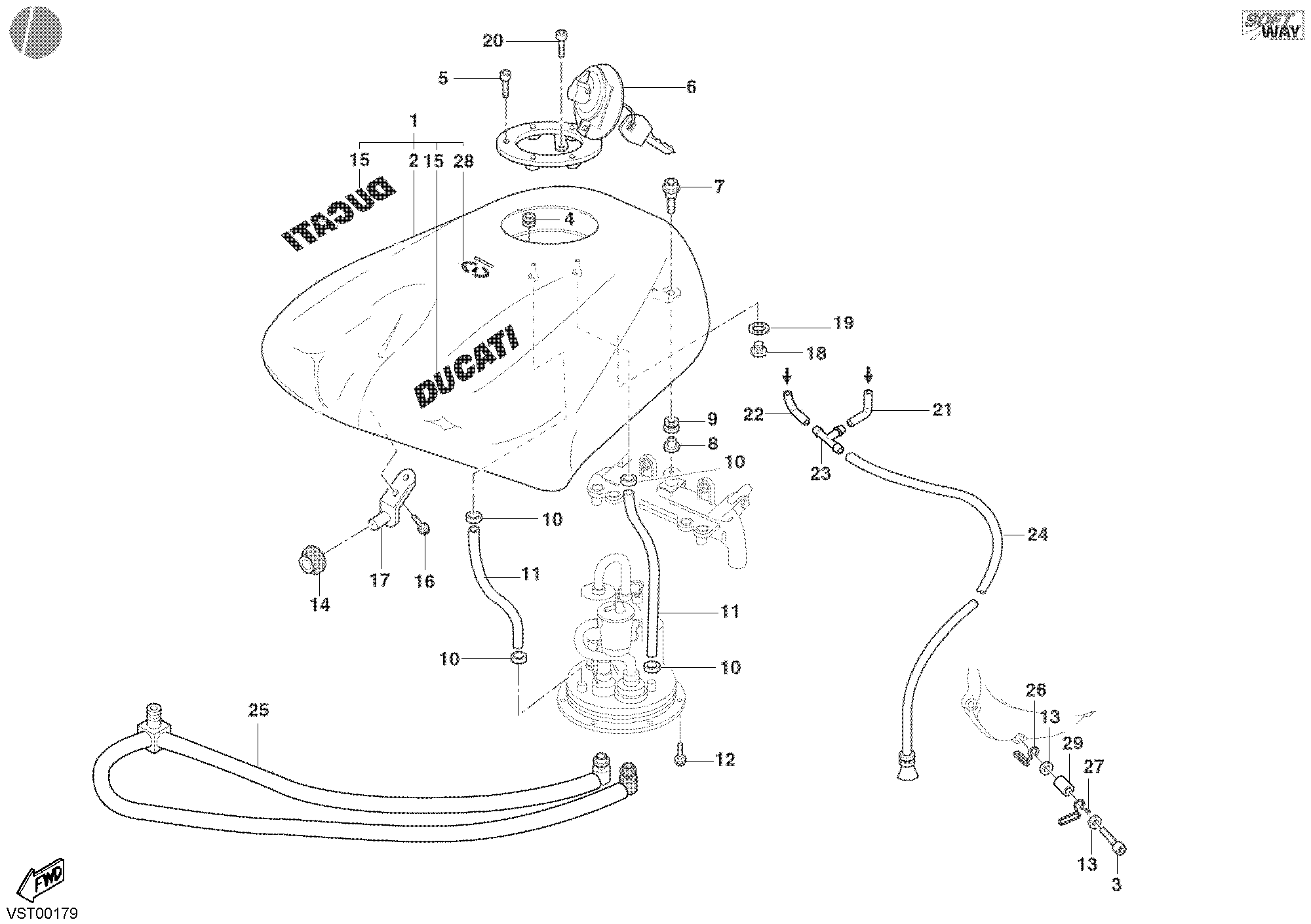 034 RESERVOIR CARBURANT POUR SUPERBIKE 998 2002