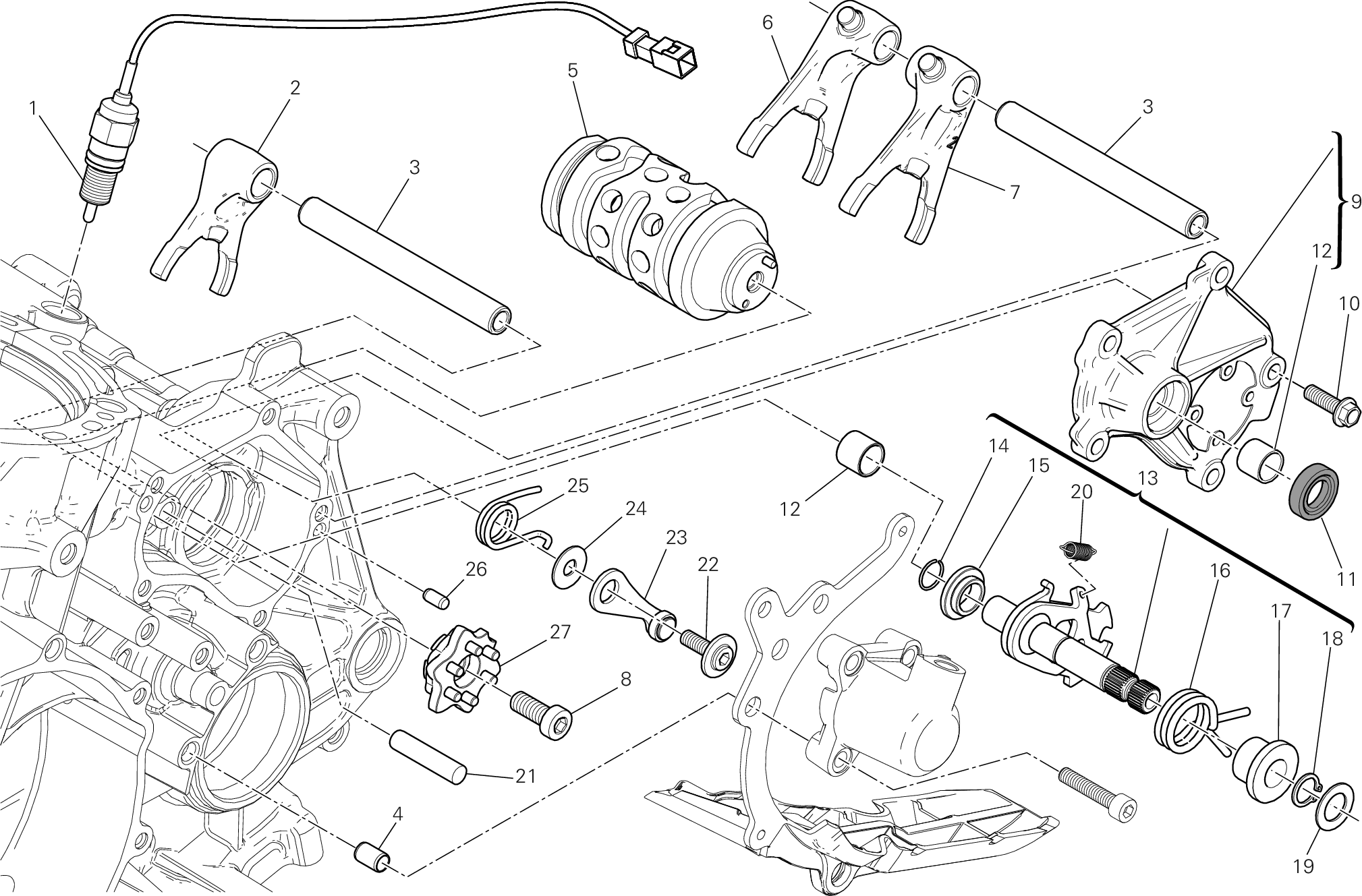 002 SELECTEUR DE VITESSES POUR SUPERBIKE 1199 PANIGALE 2013
