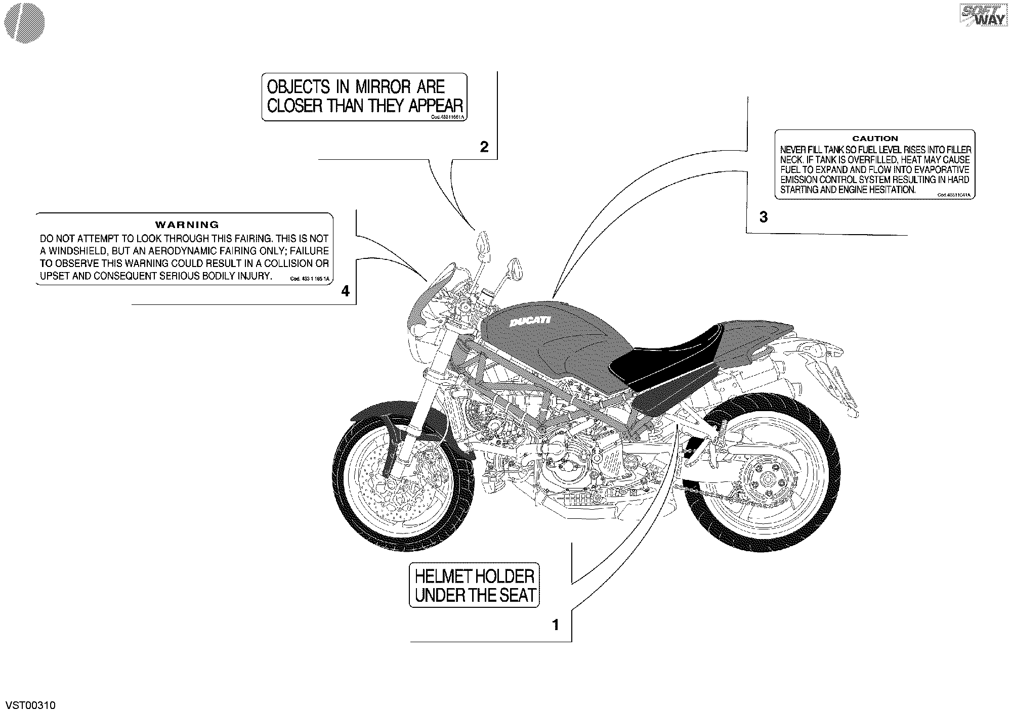 043 ETIQUETTES AVERTISSEMENT USA POUR MONSTER S4R 2004