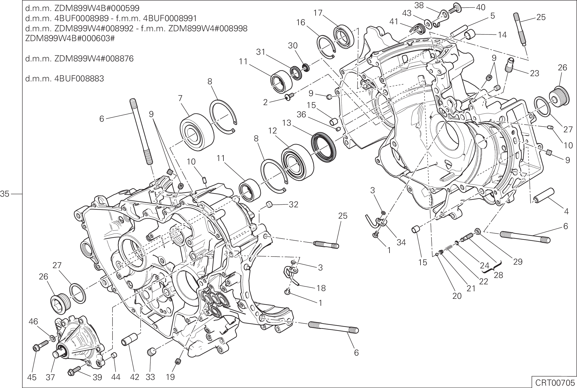 010 PAIRE DE DEMI CARTERS POUR SUPERBIKE 899 PANIGALE ABS 2015