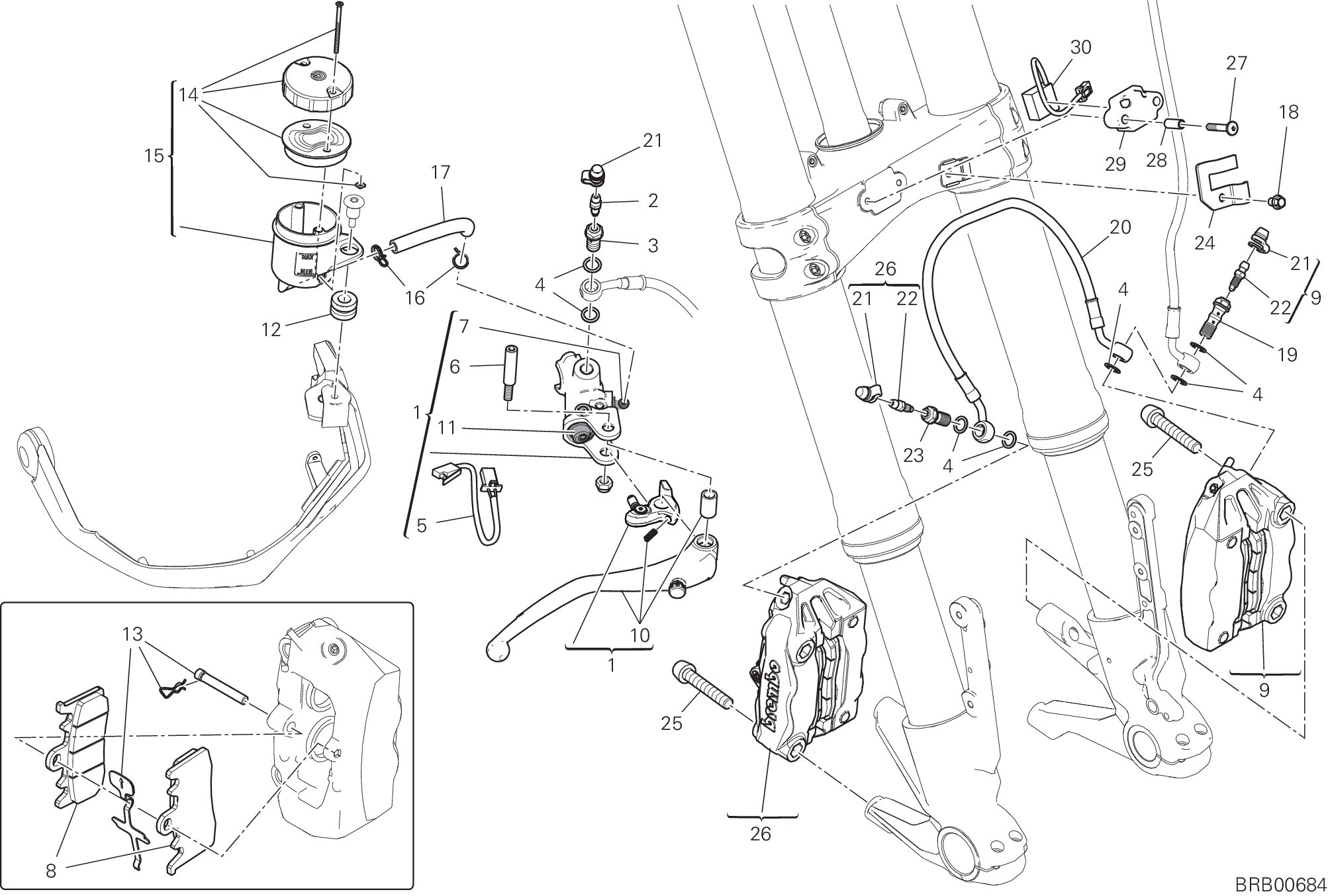 024 SYSTEME DE FREIN AVANT POUR MULTISTRADA 1260 ENDURO 2020