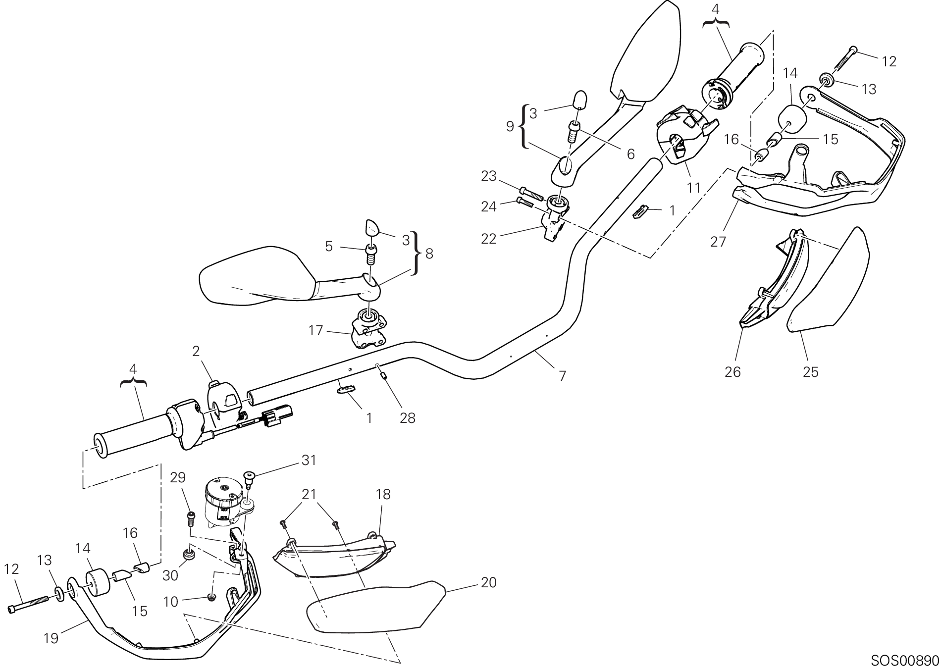 021 GUIDON POUR MULTISTRADA 1260 ABS 2019