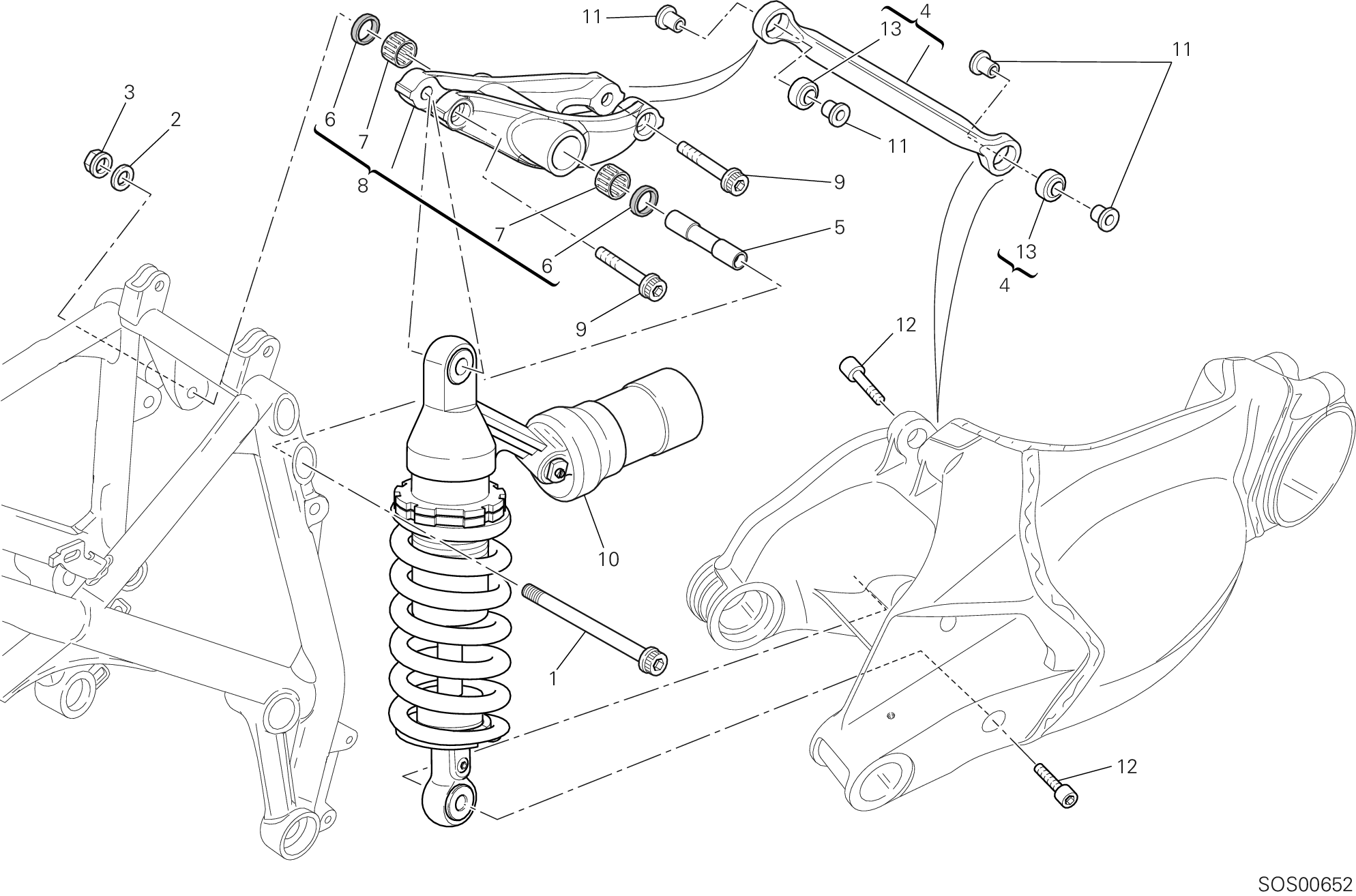 028 AMORTISSEUR ARRIERE POUR SUPERBIKE 848 EVO 2012