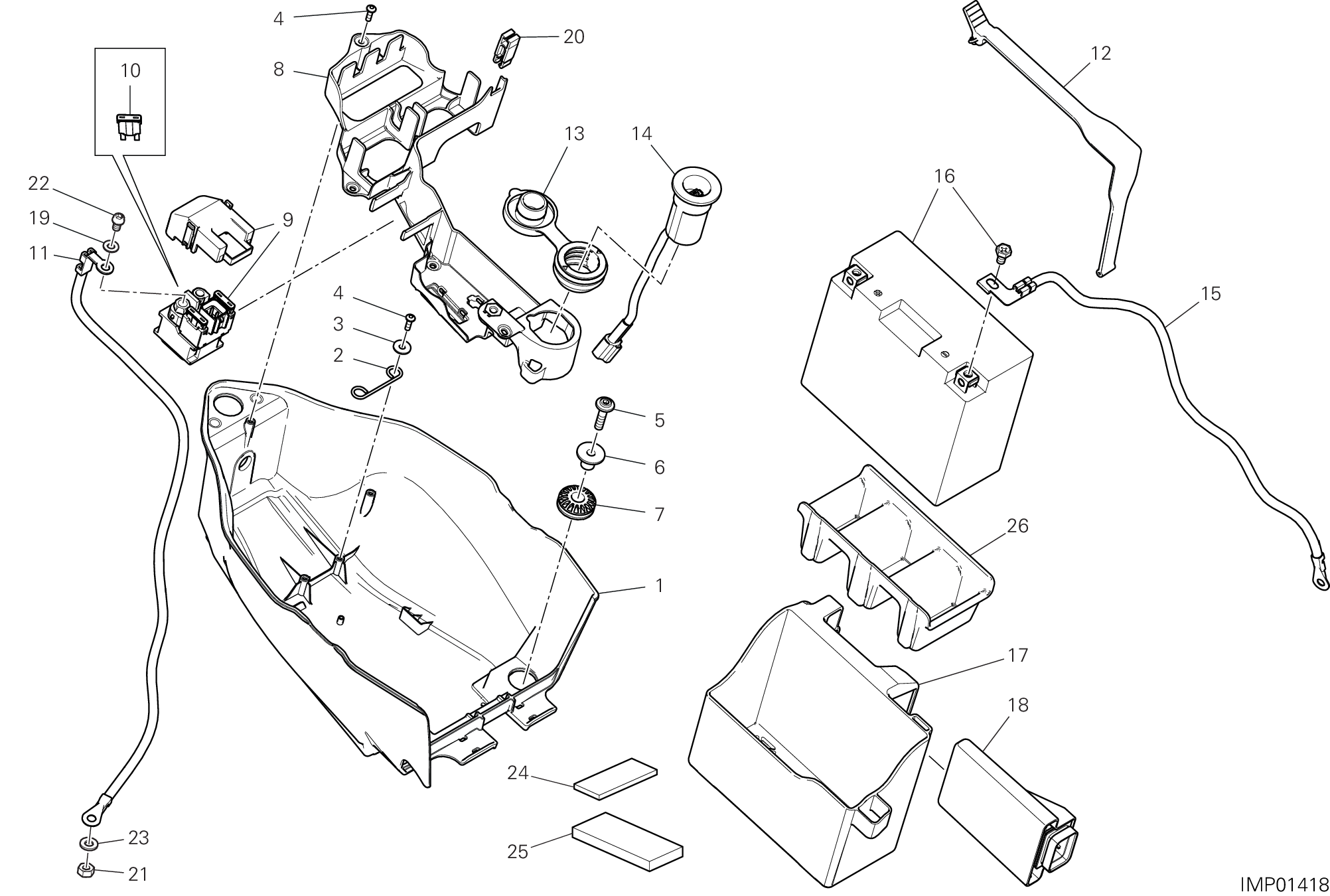 12B SUPPORT BATTERIE POUR HYPERMOTARD 950 2024