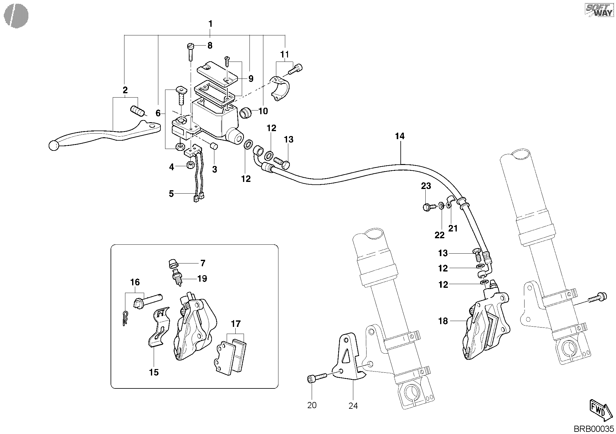 027 SYSTEME DE FREIN AVANT POUR SUPERSPORT 750 S 2002