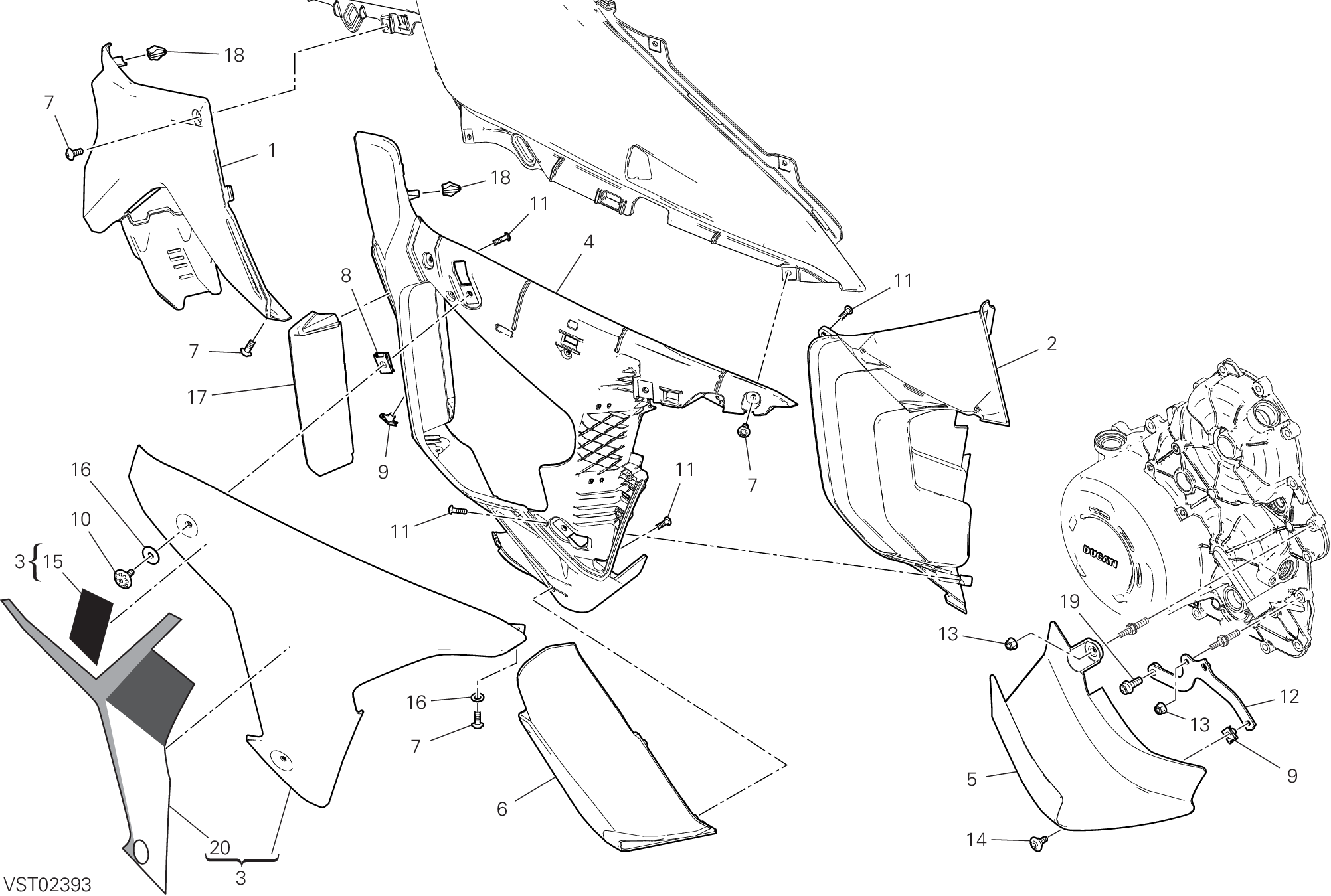 37E PANNEAU LATERAL DROIT POUR MULTISTRADA V4 PIKES PEAK 2022