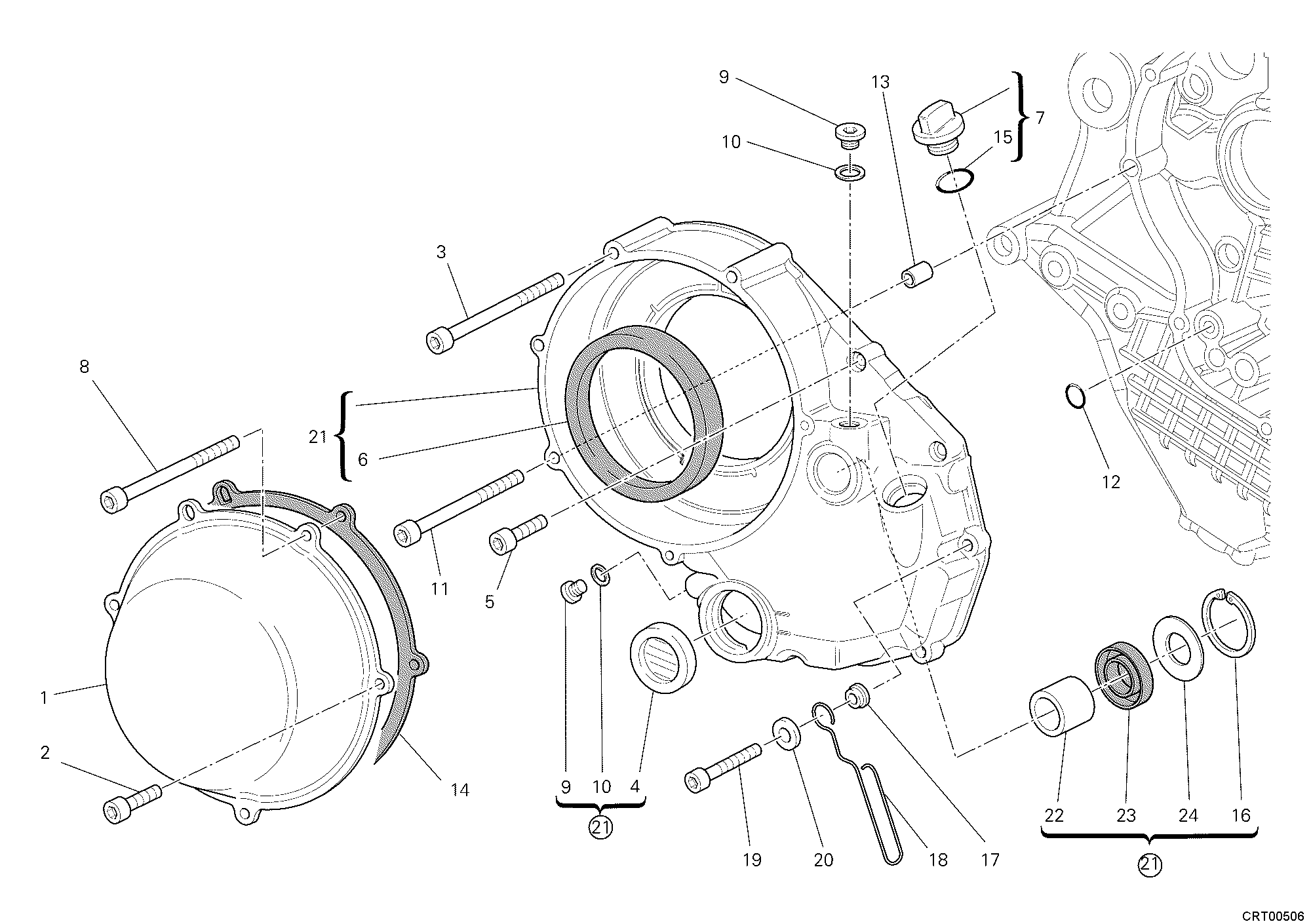 005 COUVERCLE EMBRAYAGE EXTERIEUR POUR SUPERBIKE 1198 R 2010