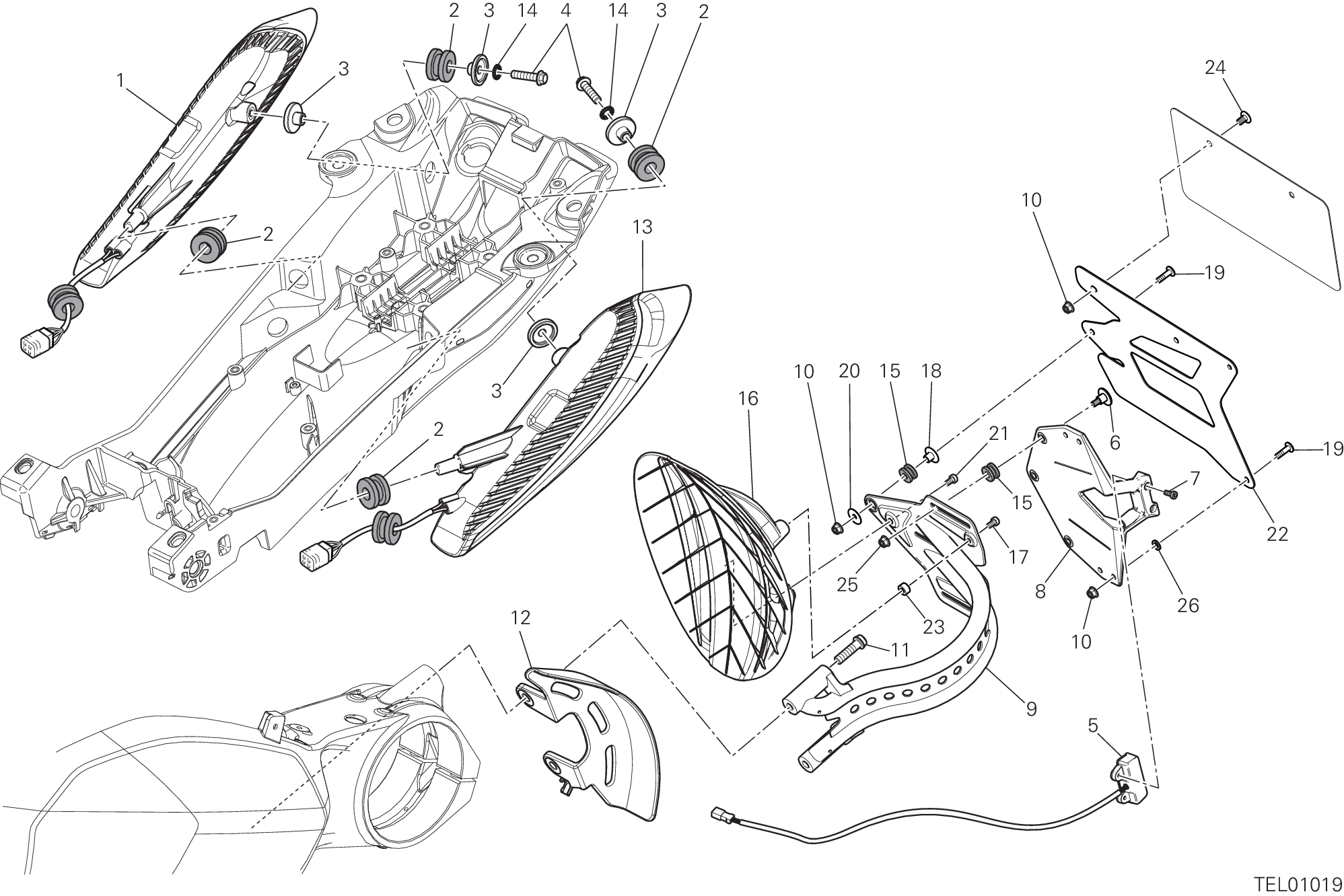 27A SUPPORT PLAQUE IMMATRICUL FEU ARRIERE POUR DIAVEL FL 2018