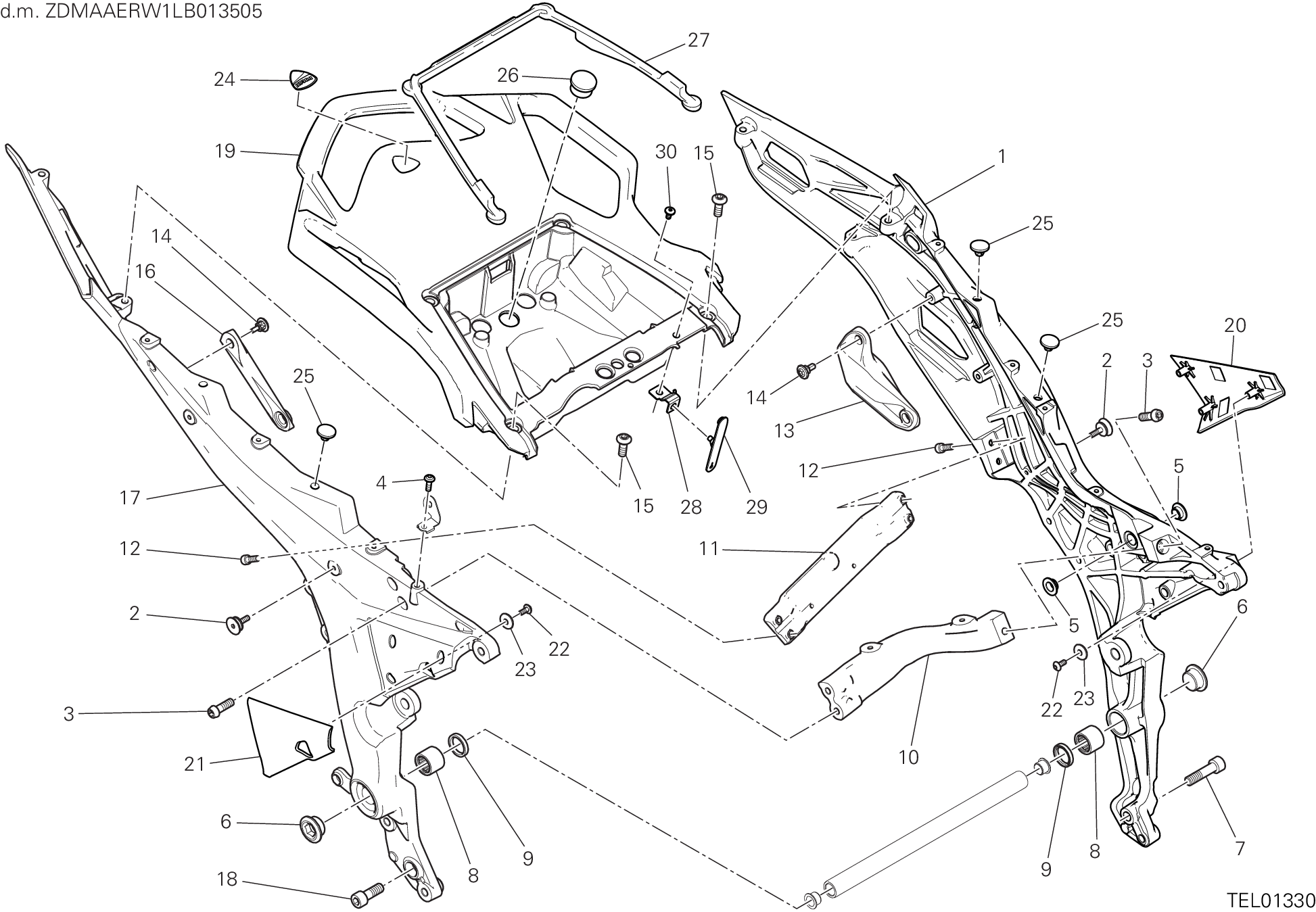 027 BRIDE ARRIERE POUR MULTISTRADA 1260 ENDURO TOURING 2020