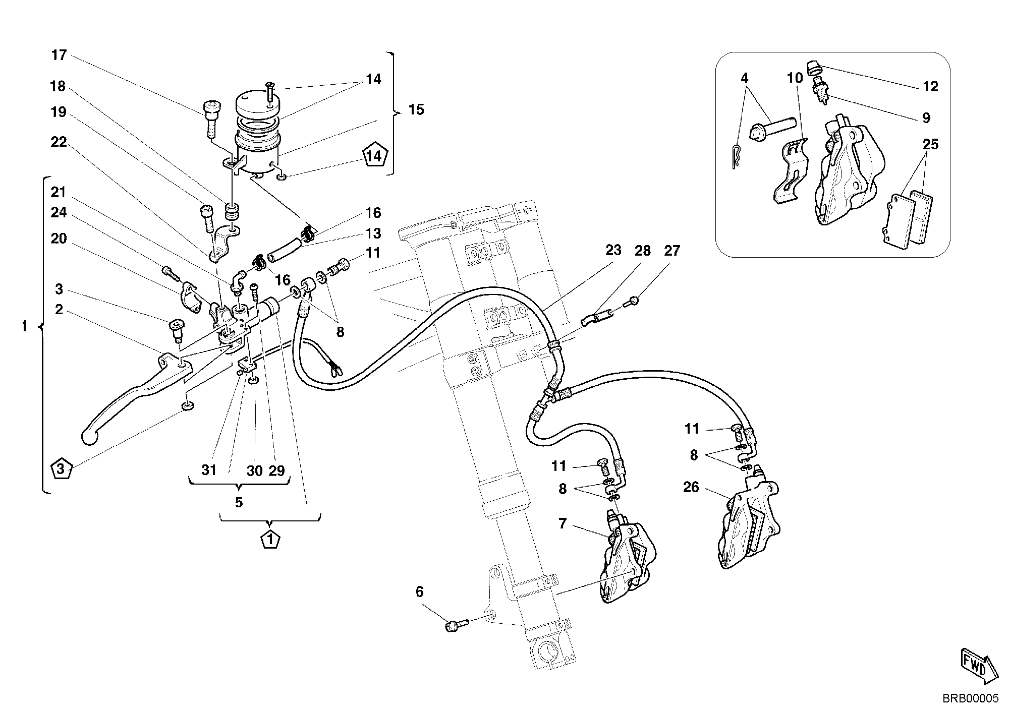 028 SYSTEME DE FREIN AVANT POUR SPORT TOURING ST2 2002