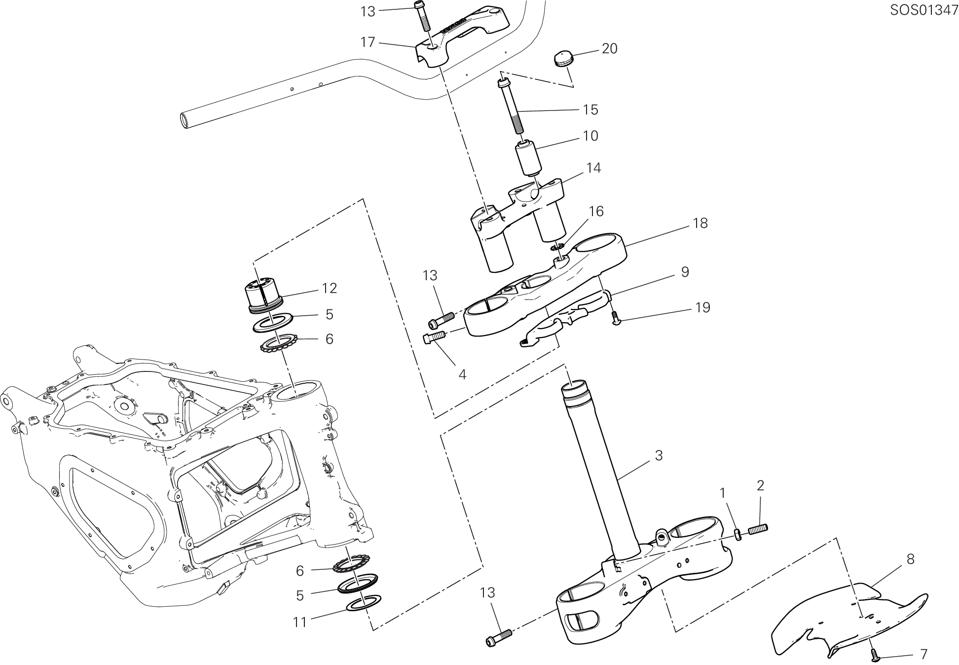 21B GROUPE BASE DE DIRECTION POUR MULTISTRADA V2 2025