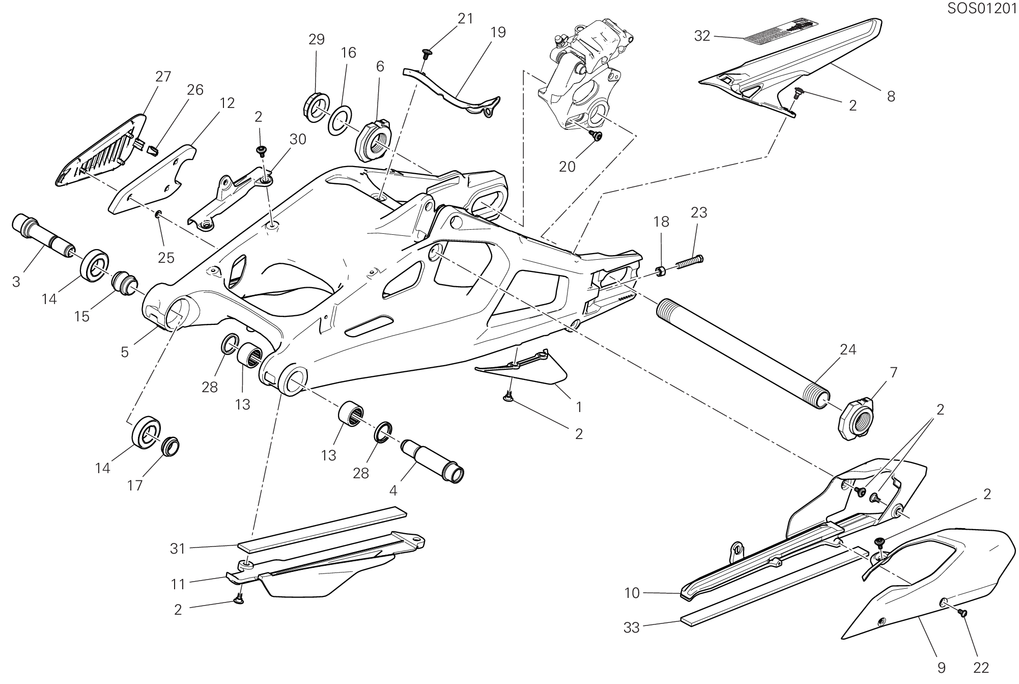 19A BRAS OSCILLANT ARRIERE POUR MULTISTRADA V4 2022