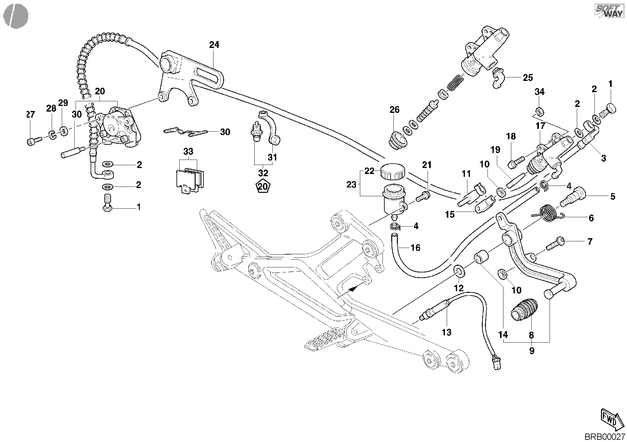 030 SYSTEME DE FREIN ARRIERE POUR MONSTER 400 2003