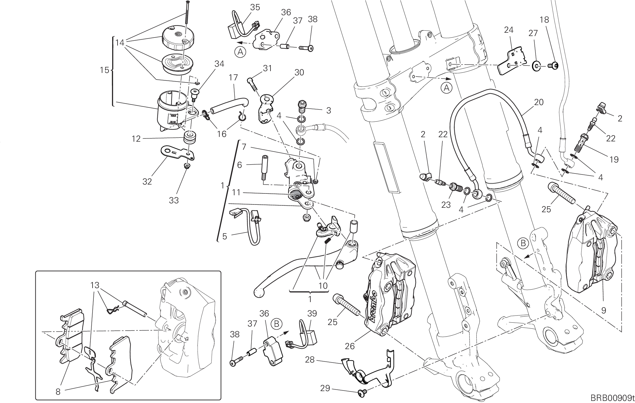 024 SYSTEME DE FREIN AVANT POUR MULTISTRADA V2 S 2025