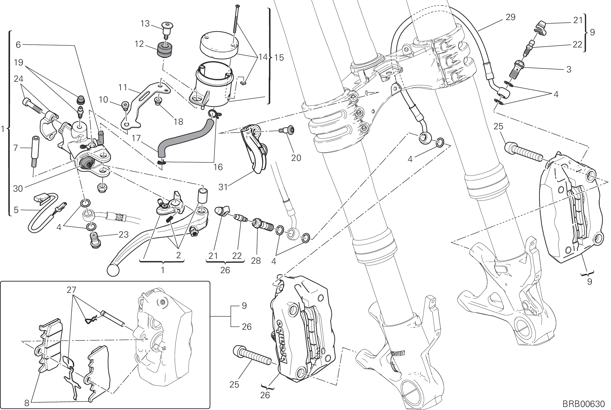 024 SYSTEME DE FREIN AVANT POUR SUPERBIKE 959 PANIGALE ABS 2018