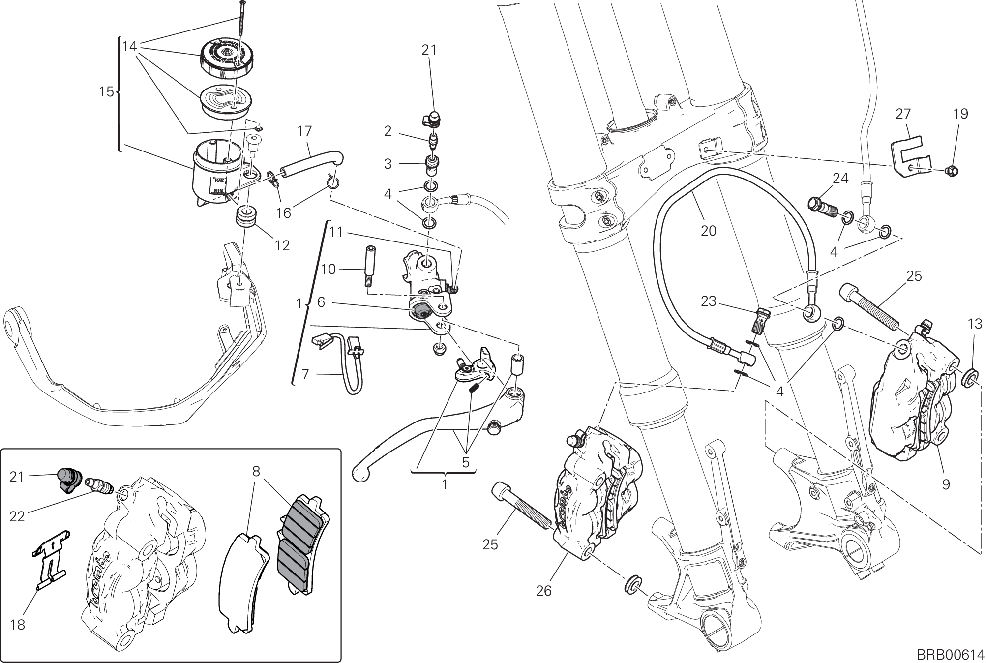 024 SYSTEME DE FREIN AVANT POUR MULTISTRADA 1260 S PIKES PEAK 2018