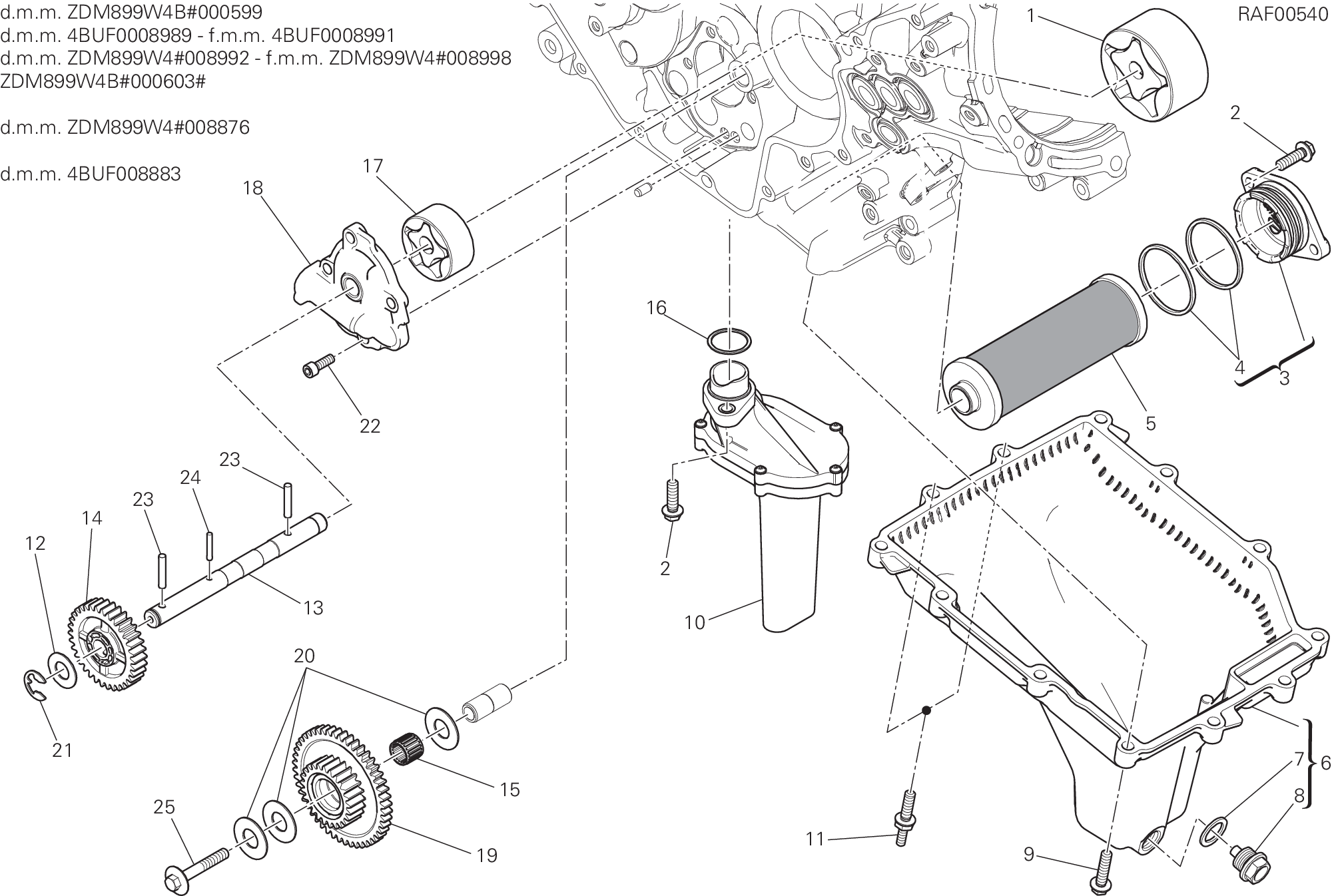 009 FILTRES ET POMPE A HUILE POUR SUPERBIKE 899 PANIGALE ABS 2015
