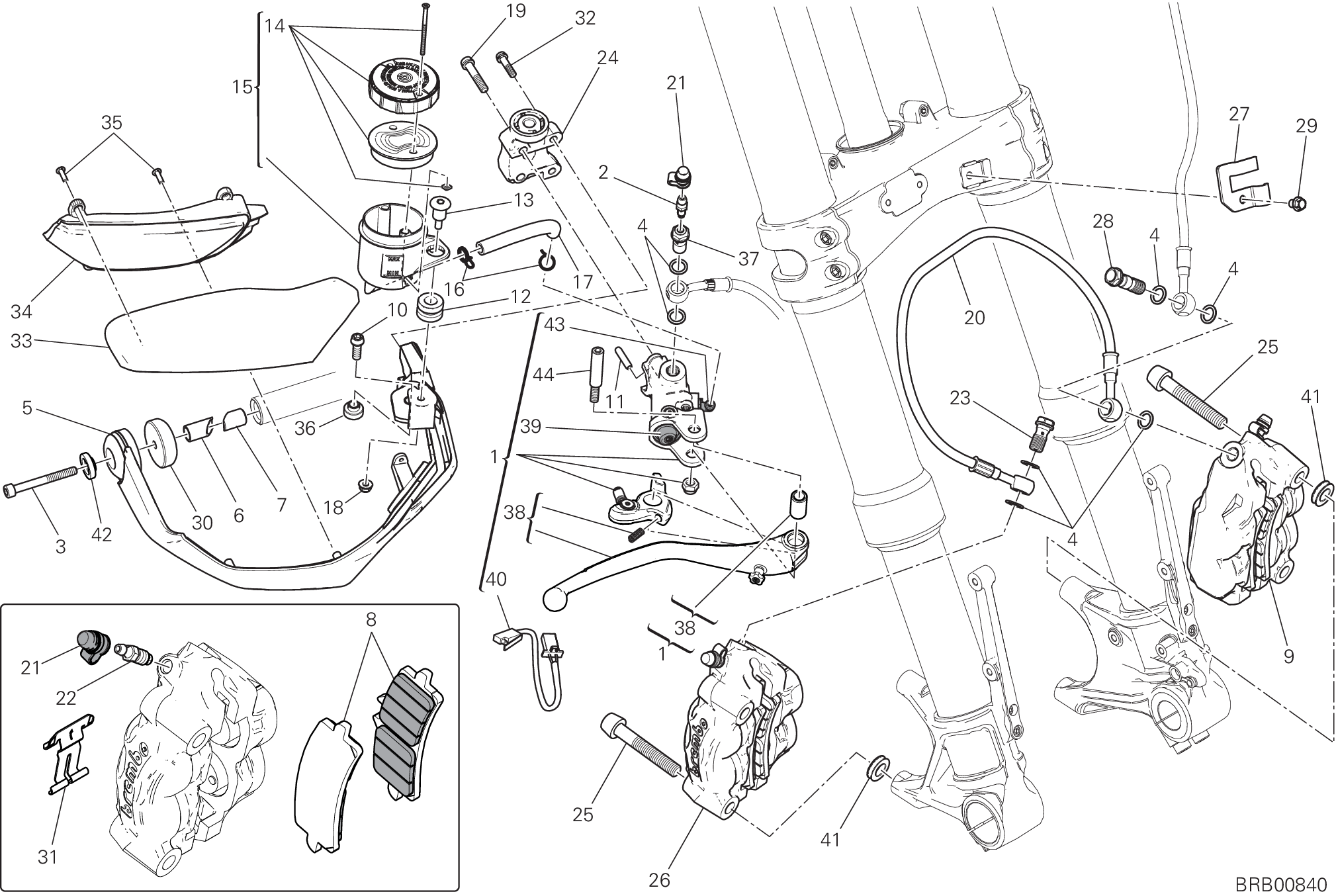 024 SYSTEME DE FREIN AVANT POUR MULTISTRADA 1200 S PIKES PEAK 2016