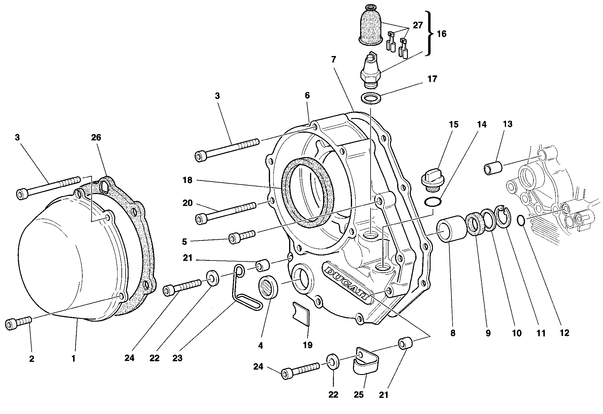 005 COUVERCLE EMBRAYAGE POUR SPORT TOURING ST2 1998