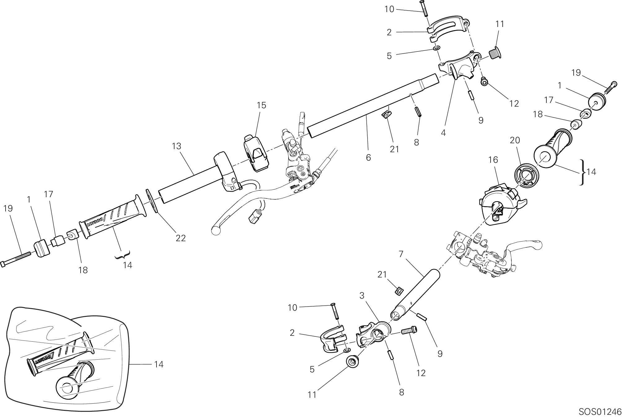 22A DEMI GUIDON POUR SUPERBIKE PANIGALE V4 R 2023