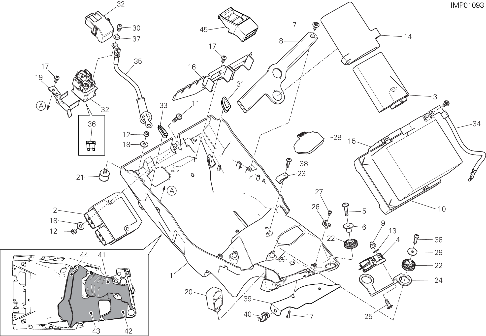 018 SUPPORT BATTERIE POUR MULTISTRADA 1260 S ABS 2018