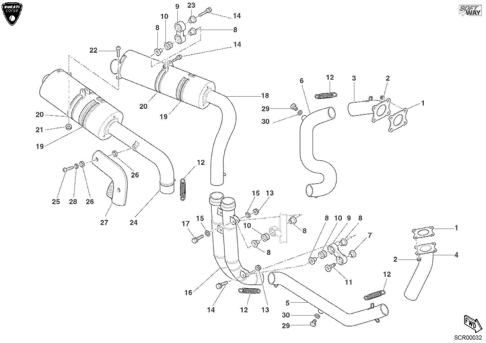 019 ECHAPPEMENT POUR SUPERBIKE 998 RS 2002