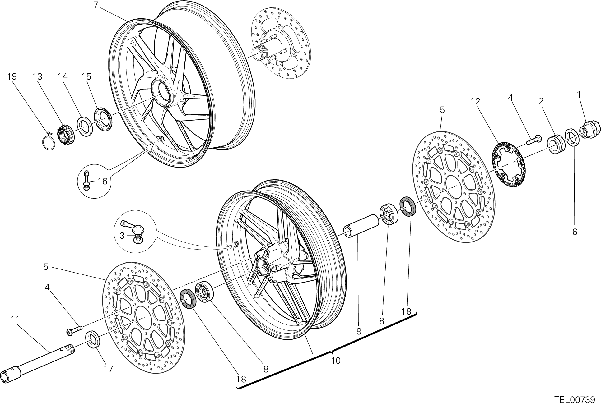 026 RUOTA ANTERIORE E POSTERIORE POUR MONSTER 1200 2020