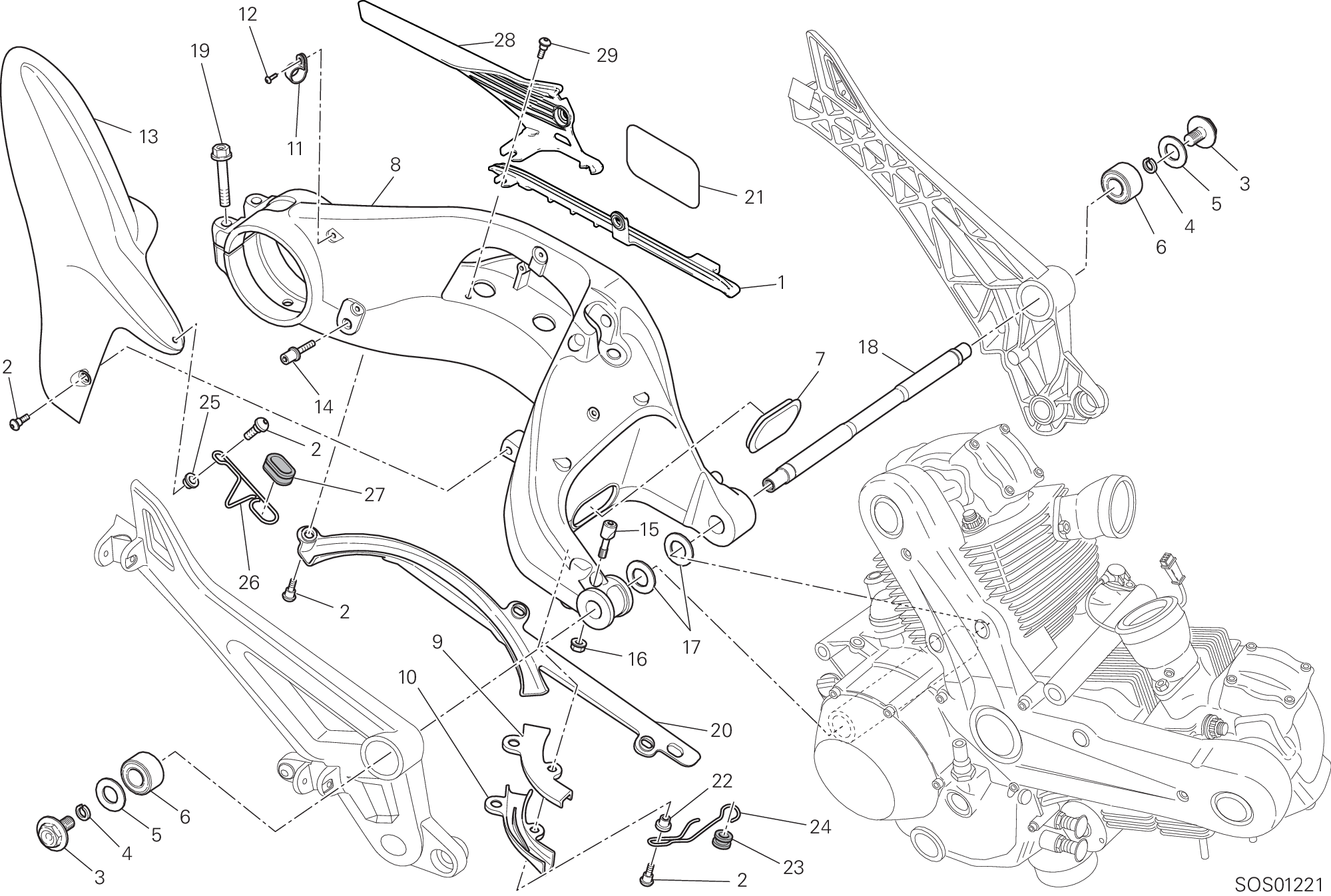 032 BRAS OSCILLANT POUR MONSTER 796 ABS 2013