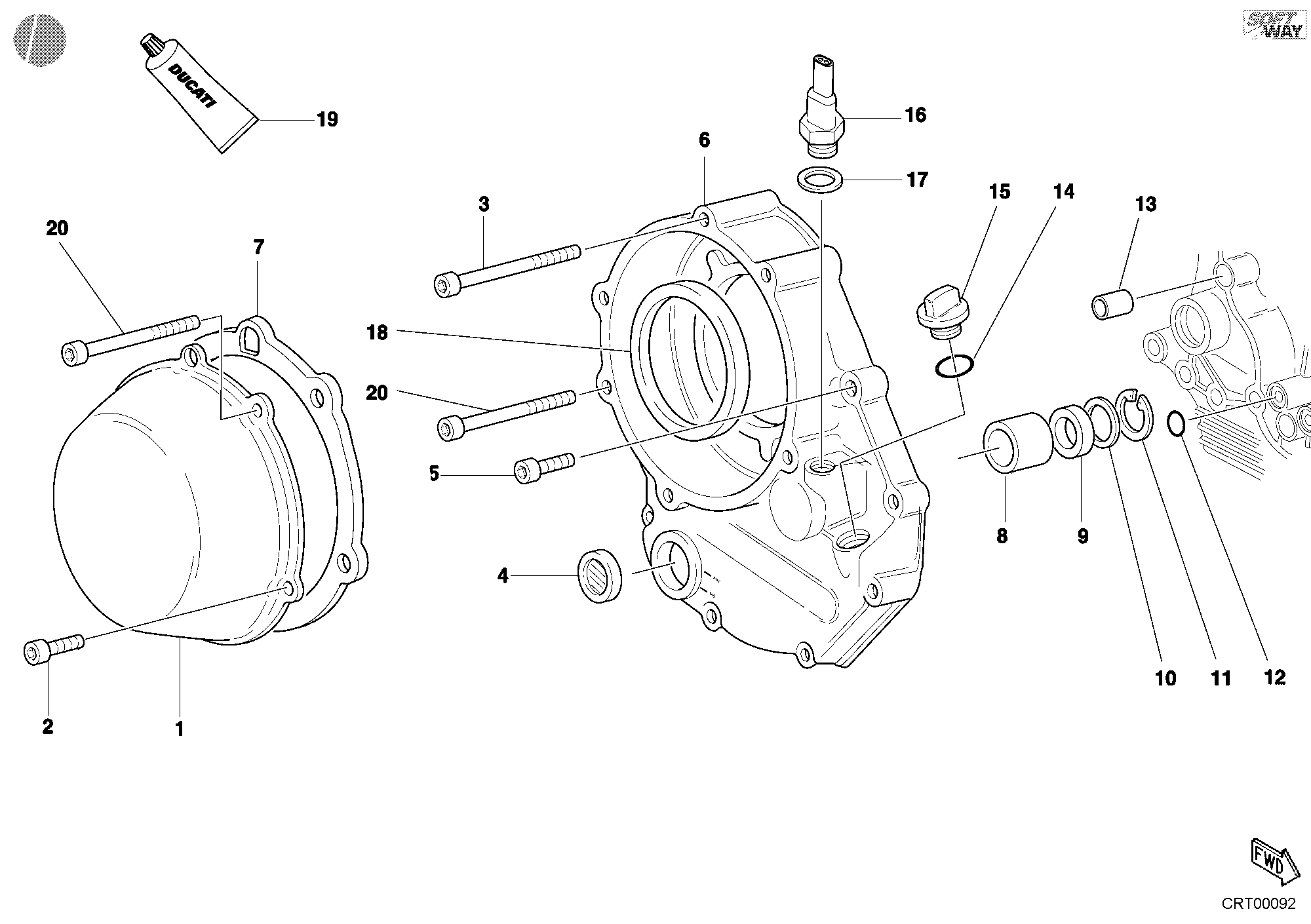 005 COUVERCLE EMBRAYAGE POUR SUPERBIKE 748 E 2002