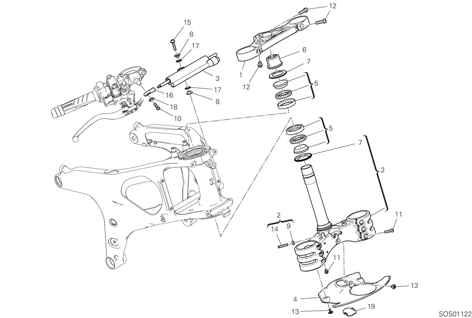 18A ENSEMBLE DIRECTION POUR SUPERBIKE PANIGALE V4 SP2 2022