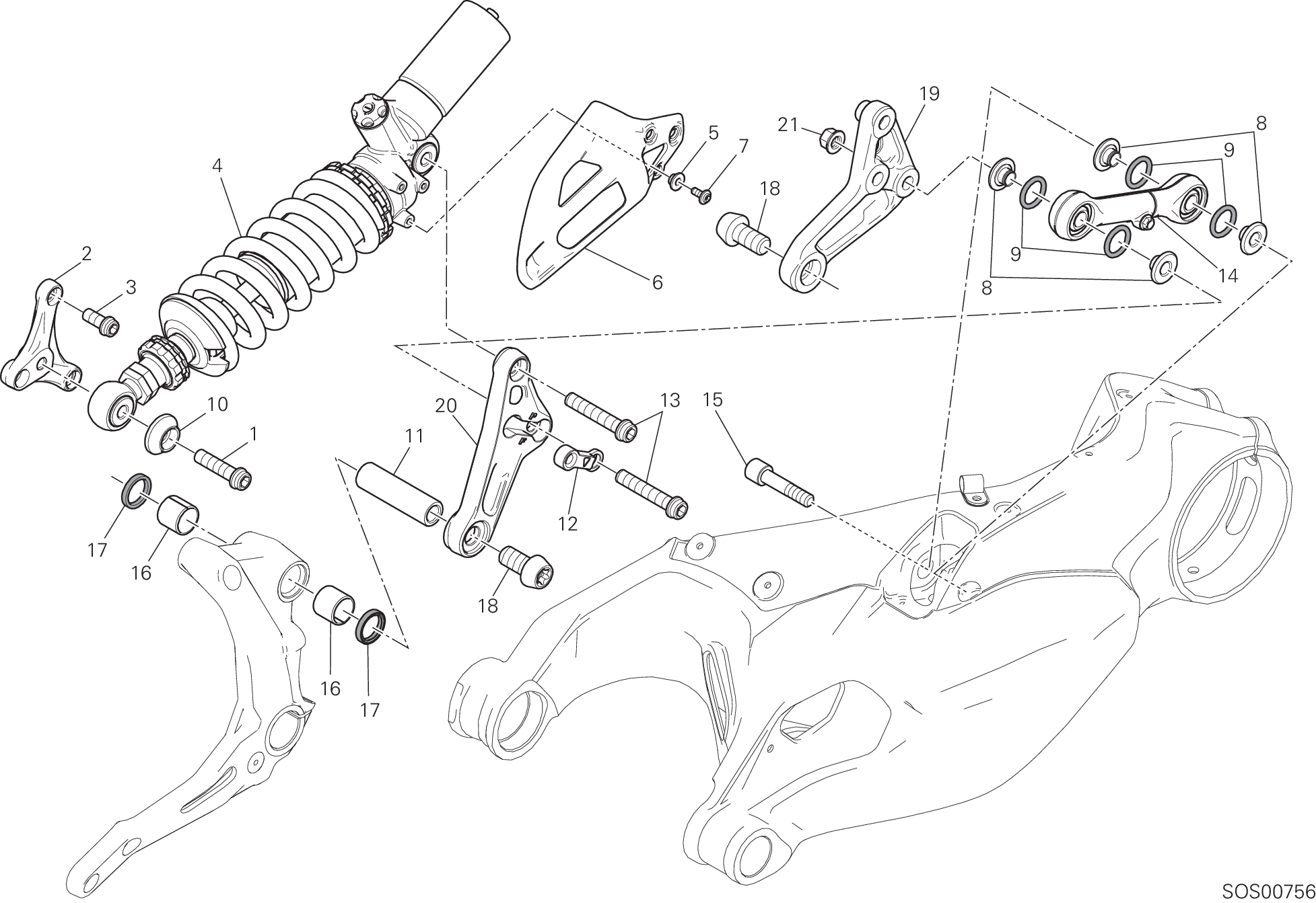 028 SOSPENSIONE POSTERIORE POUR SUPERBIKE 1299 ABS 2015