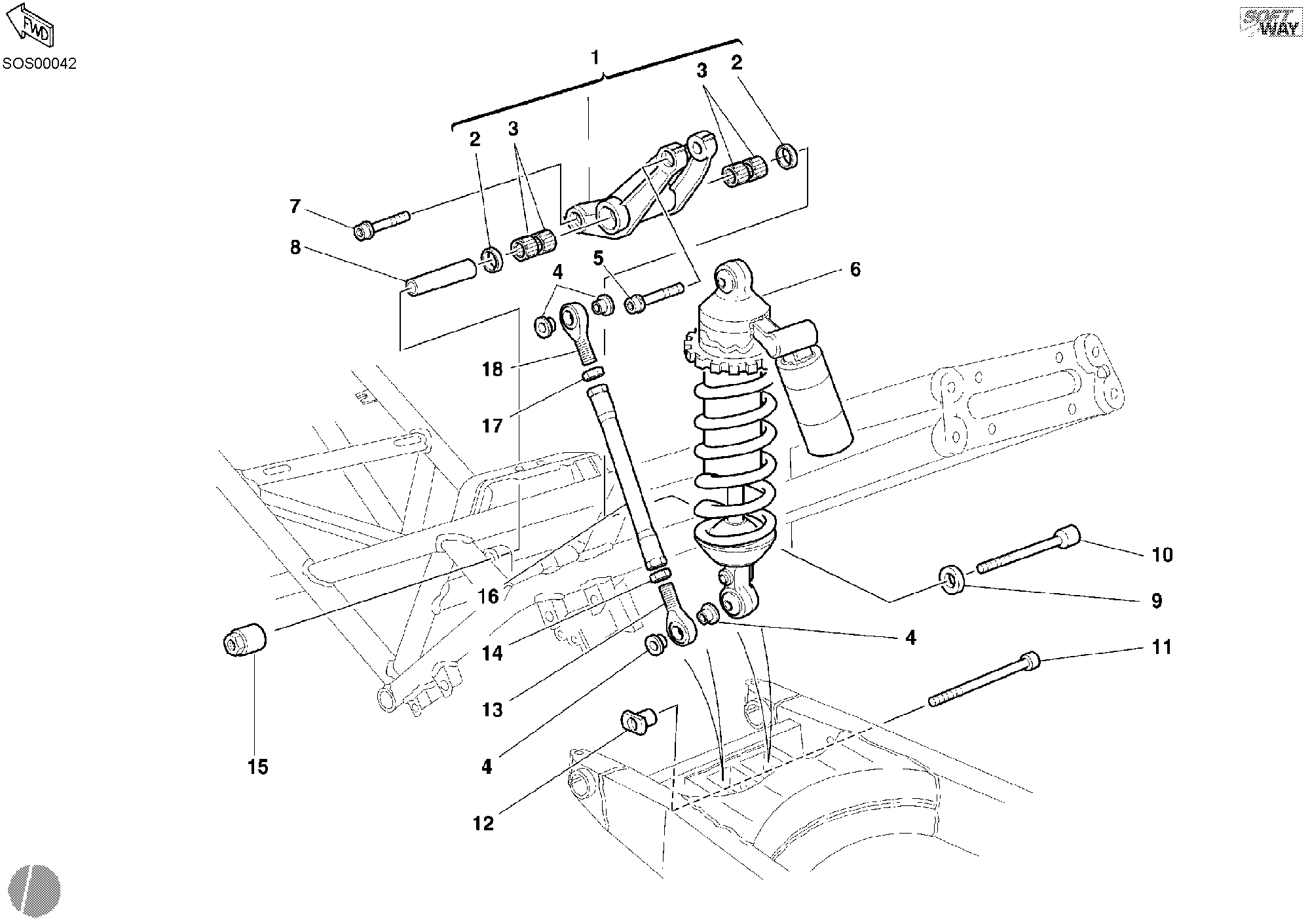 035 AMORTISSEUR ARRIERE POUR SPORT TOURING ST4 2002