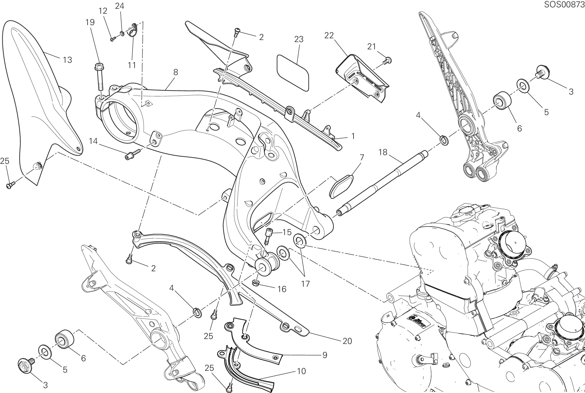 28A BRAS OSCILLANT ARRIERE POUR HYPERMOTARD 939 2018