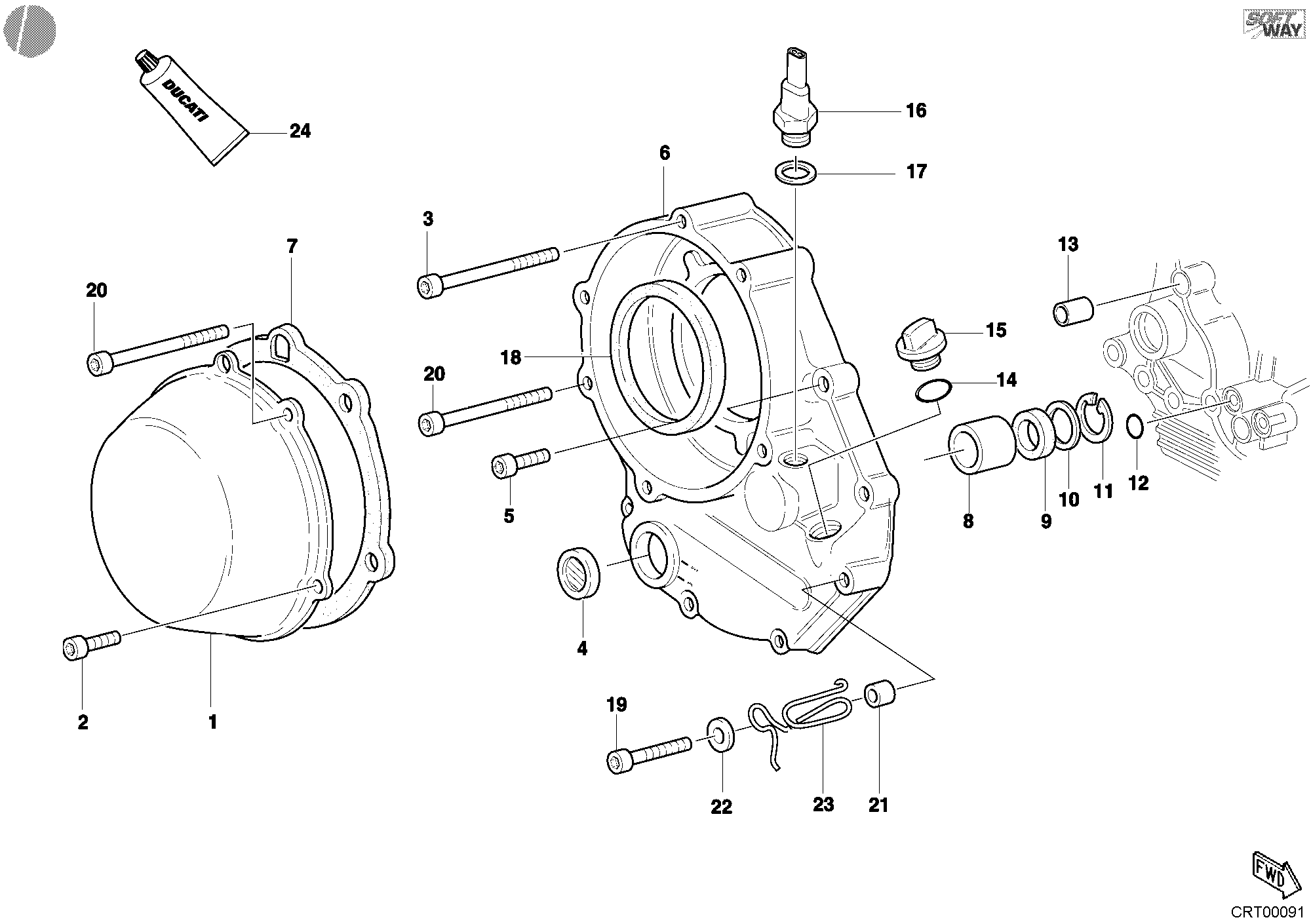 003 COUVERCLE EMBRAYAGE POUR MONSTER S4 2002